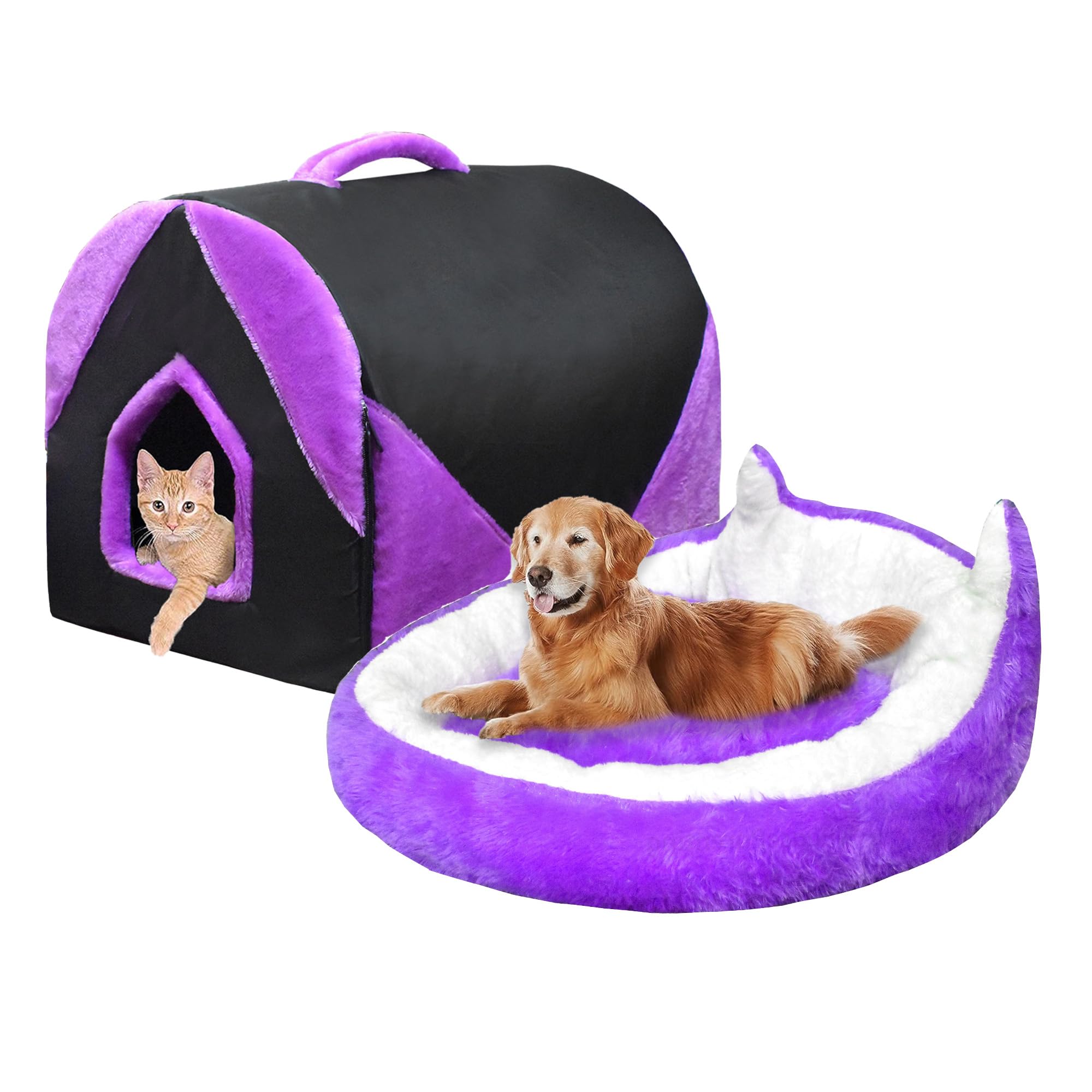 PeaceParenting Reversable Ultra Soft Bed and Igloo Tent House Combo for Cat and Dog Puppy Kitten Rabbit (Medium Size) Purple (B0CR1PWTV6) Amazon Price History, Amazon Price Tracker