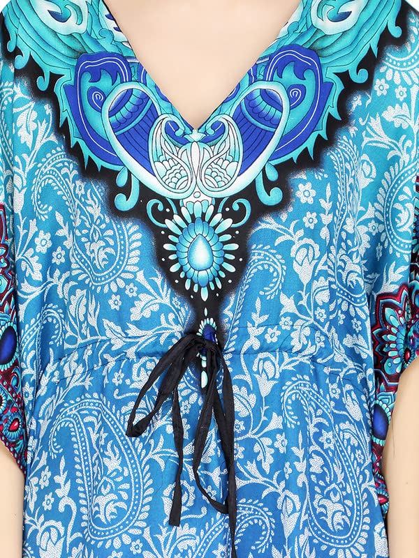 Caftan imprimé bleu en polyester UKAL pour femme en taille unique