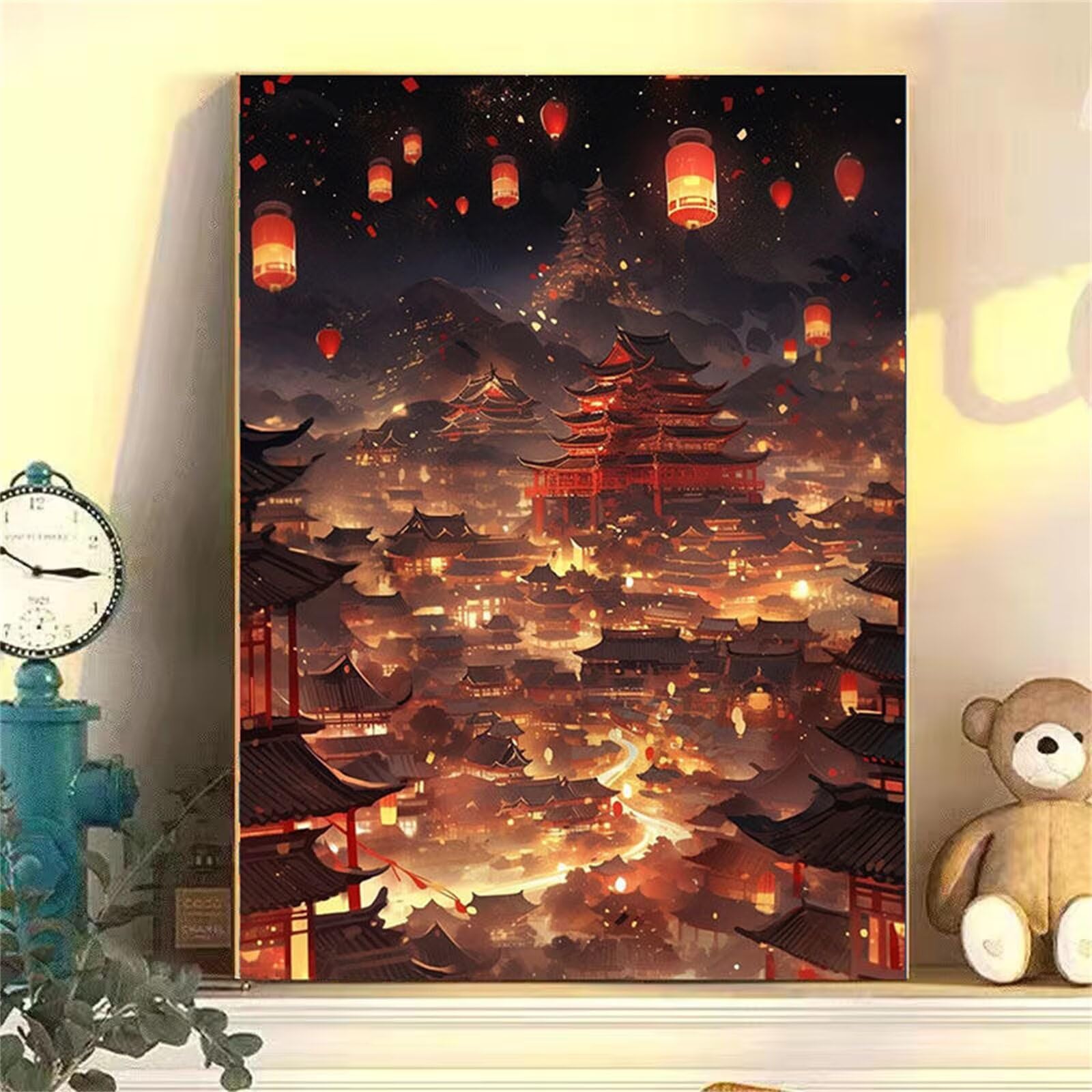 Dipingere con i Numeri Adulti Giappone, Paint by Numbers Cartone animato Quadri da Dipingere Numerati, Hobby Creativi Fai-da-Te Kit Pittura Adulti Decora la Casa Regalo 60 x 80 cm (con Telaio), *829