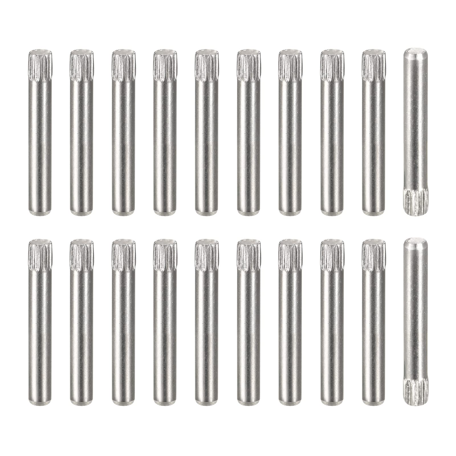 sourcing map 2.5x18mm 304 Stainless Steel Dowel Pins, 20Pcs Knurled Head Flat Chamfered End Dowel Pin, Wood Bunk Bed Shelf Pegs Support Shelves Fasten Elements