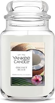 Yankee Candle Large Jar Scented Candle with up to 150 Hour Burn Time, Premium Plant Wax Blend for Consistent Burn, 22 oz Jar Candle with Room Filling Fragrance, Coconut Beach