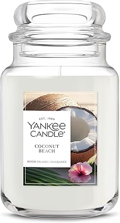 Yankee Candle Large Jar Scented Candle with up to 150 Hour Burn Time, Premium Plant Wax Blend for Consistent Burn, 22 oz Jar Candle with Room Filling Fragrance, Coconut Beach