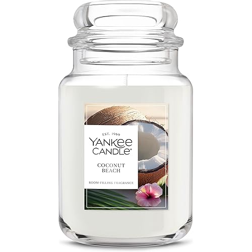 Yankee Candle Coconut Beach, Scented Candle, 22oz Large Jar with up to 150 Hour Burn Time, Giftable, Birthdays