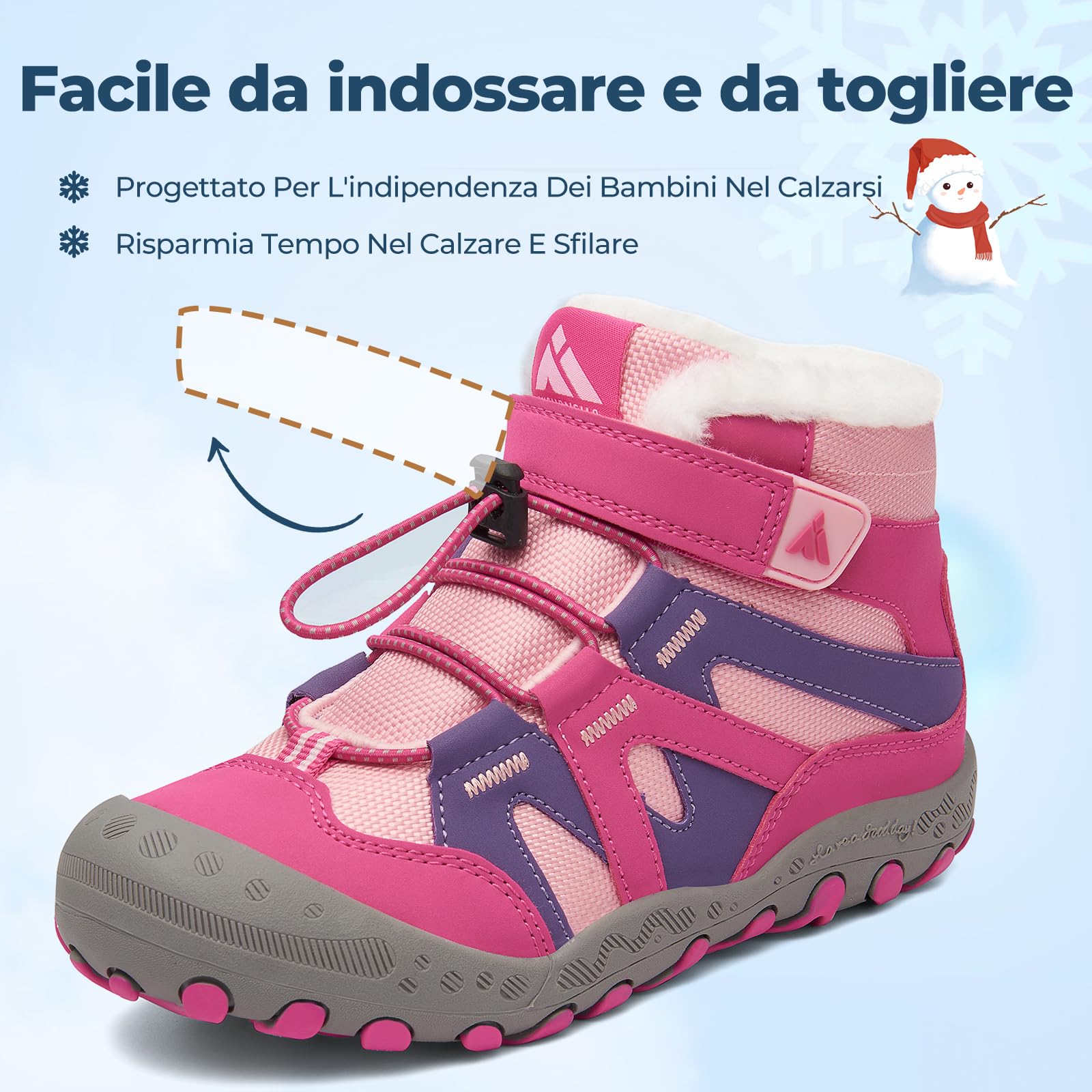 Mishansha Stivali da Neve Bambino Scarpe Invernali Comode con Imbottitura Calda