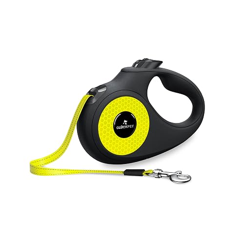 Correa para Perro Extensible, Retráctil, 5 Metros, con Botón de Pausa y Bloqueo, L, Negro y Amarillo