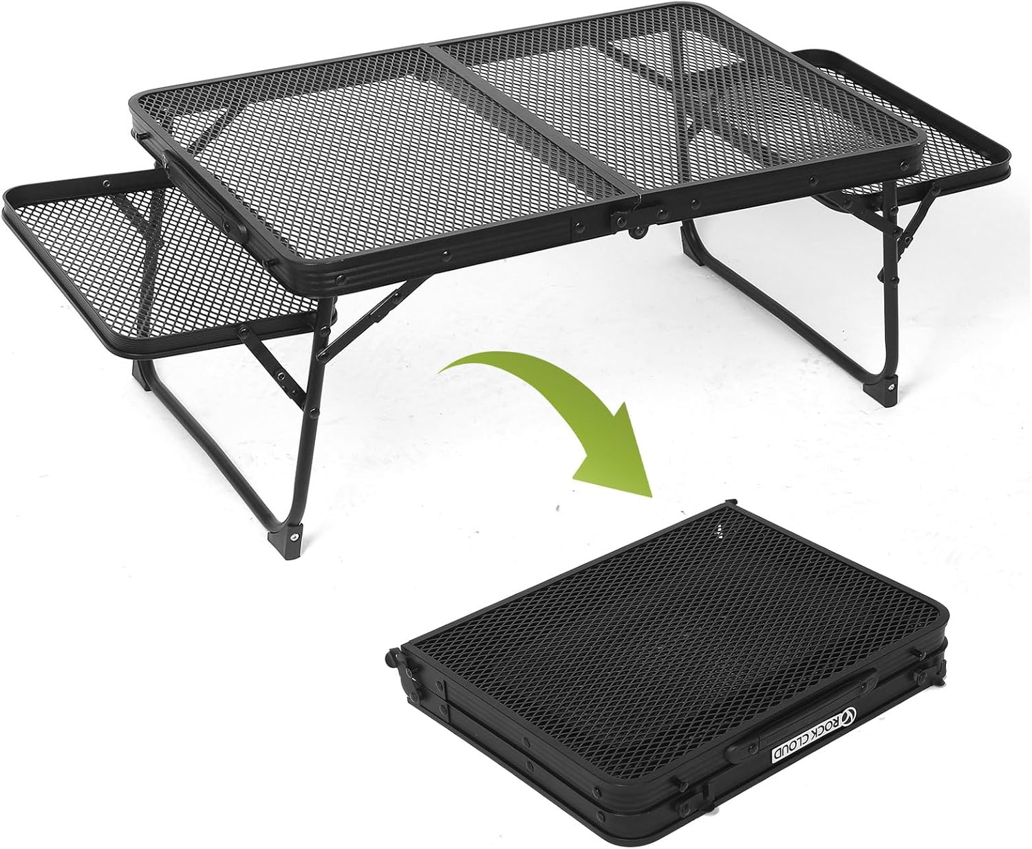 ROCK CLOUD Transportable Tenting Desk with 2 Wing Panels Ultralight Metallic Folding Desk Small Camp Tables for Grill Seaside Climbing Backyard Outside Picnic RV BBQ