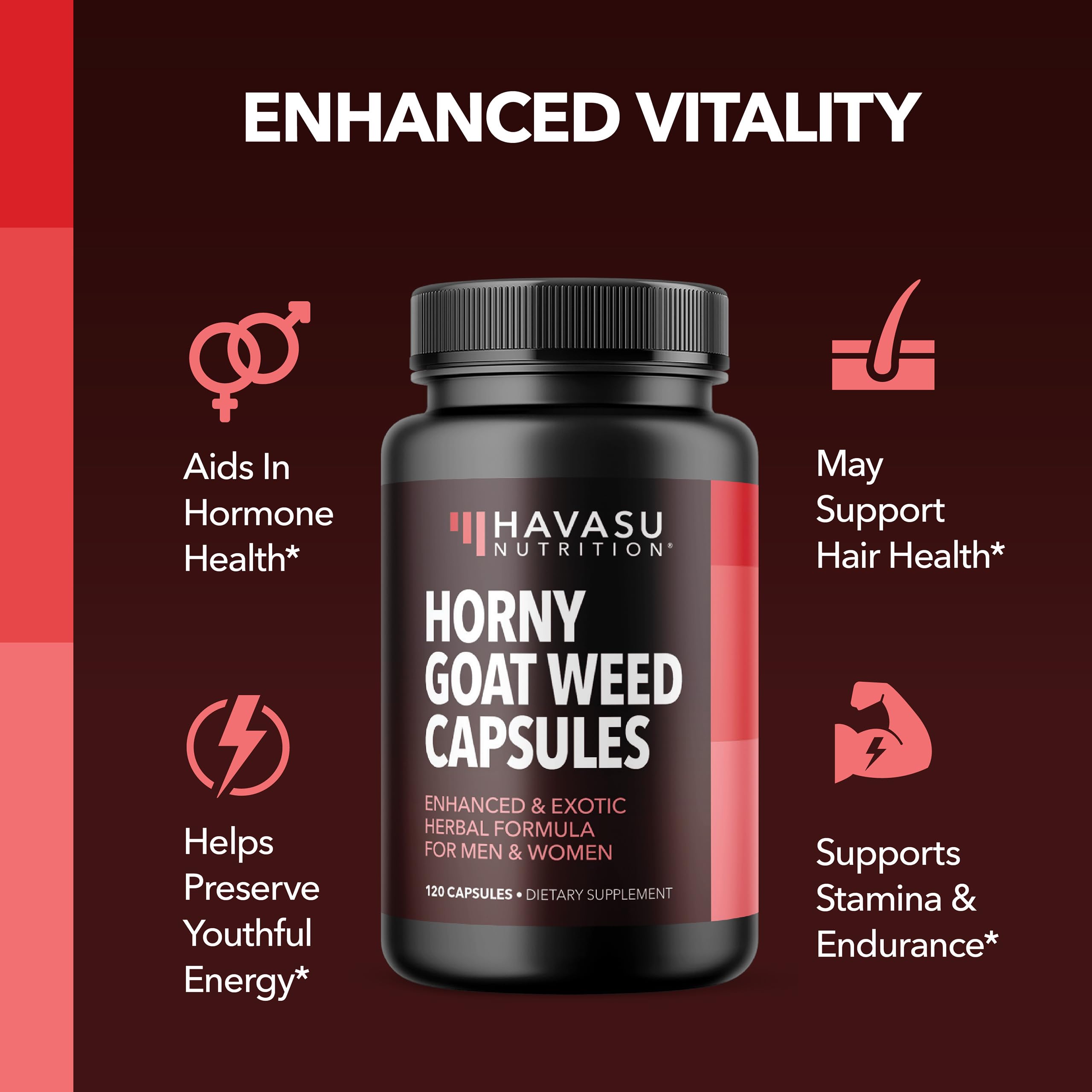 Horny Goat Weed Testosterone Booster for Men with Maca Root (60 Servings) — Amazon image 3