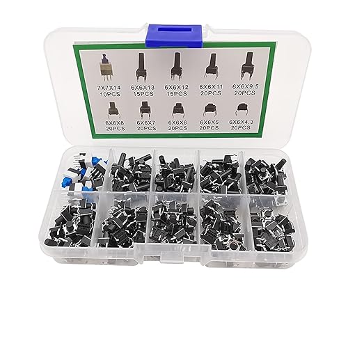 180PcsBox 6x6mm Push Button Switch Light Touch Micro Tactile Switch Kit 4 Pin 6x6x4.3513mm Keys Tact ONOff