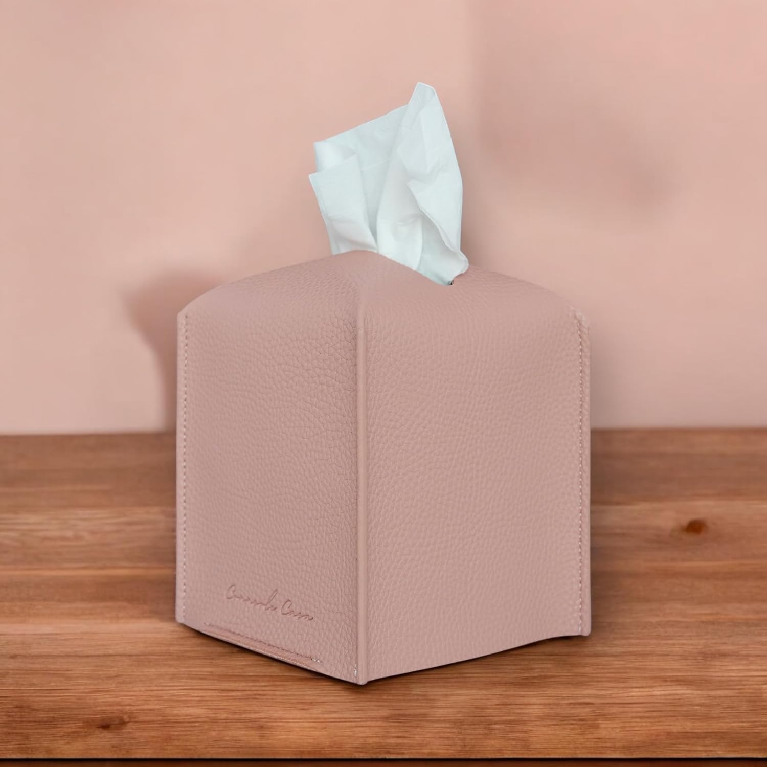 Premium PU Leather Tissue Box Holder - Elegant Hotel-Style Tissue Box Cover for Home, Office & Car Décor, Tissues Cube Organizer for a Natural & Classic Look (Pink 2 Pack) image 3