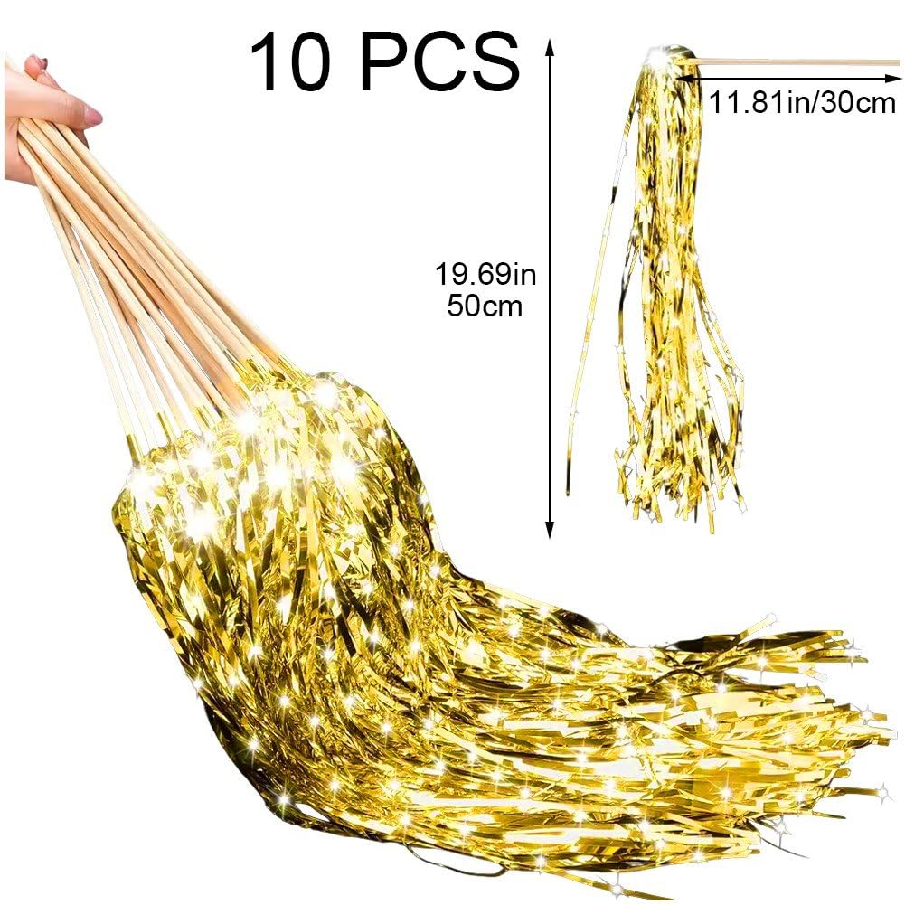 Lighted Wedding Wands 10pcs Dancer Wands Sticks Led Tinsel Wedding Wand Light Up Wedding Streamers Light Streamers for Wedding