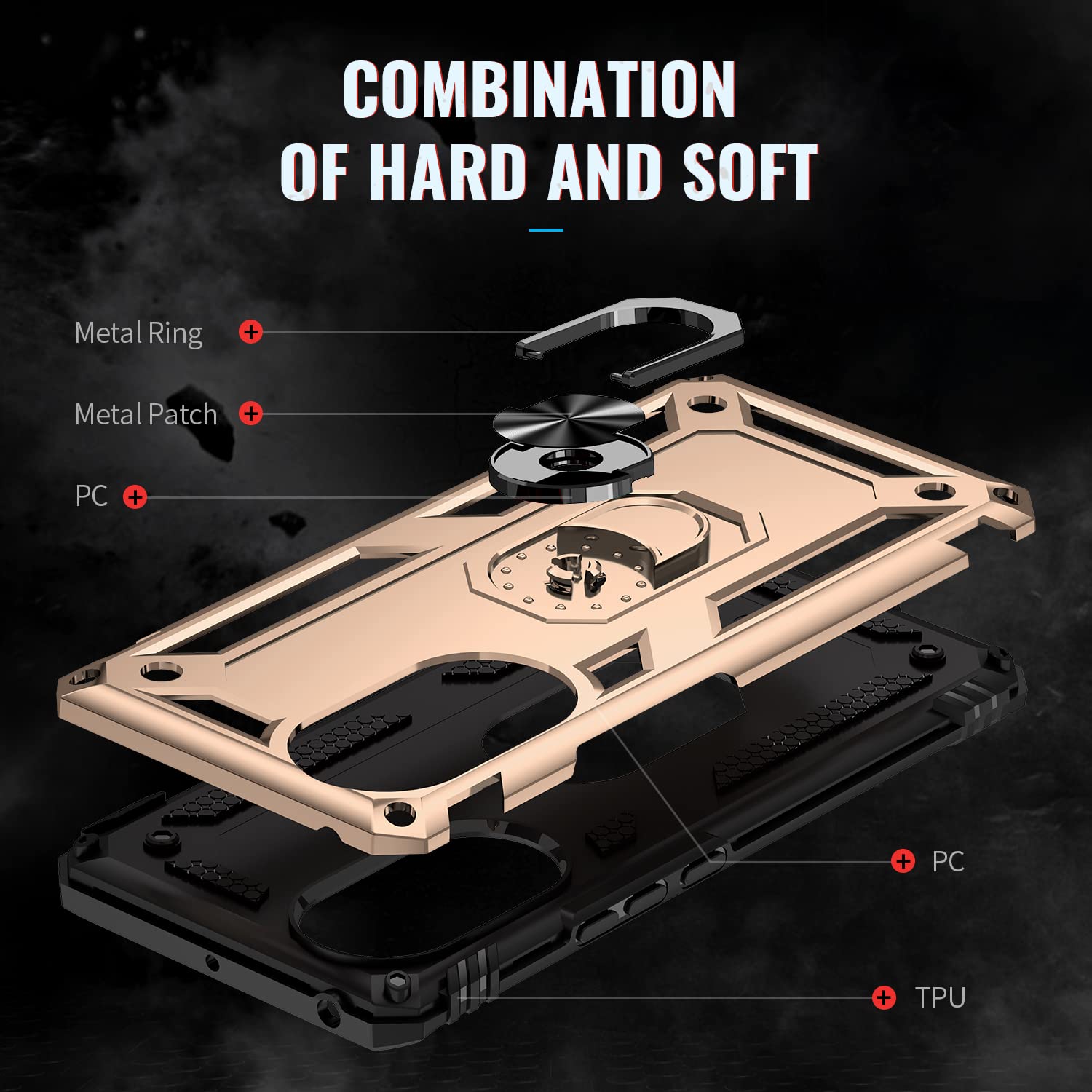 J&H - Custodia per Huawei nova 5z, anello di supporto per Huawei
