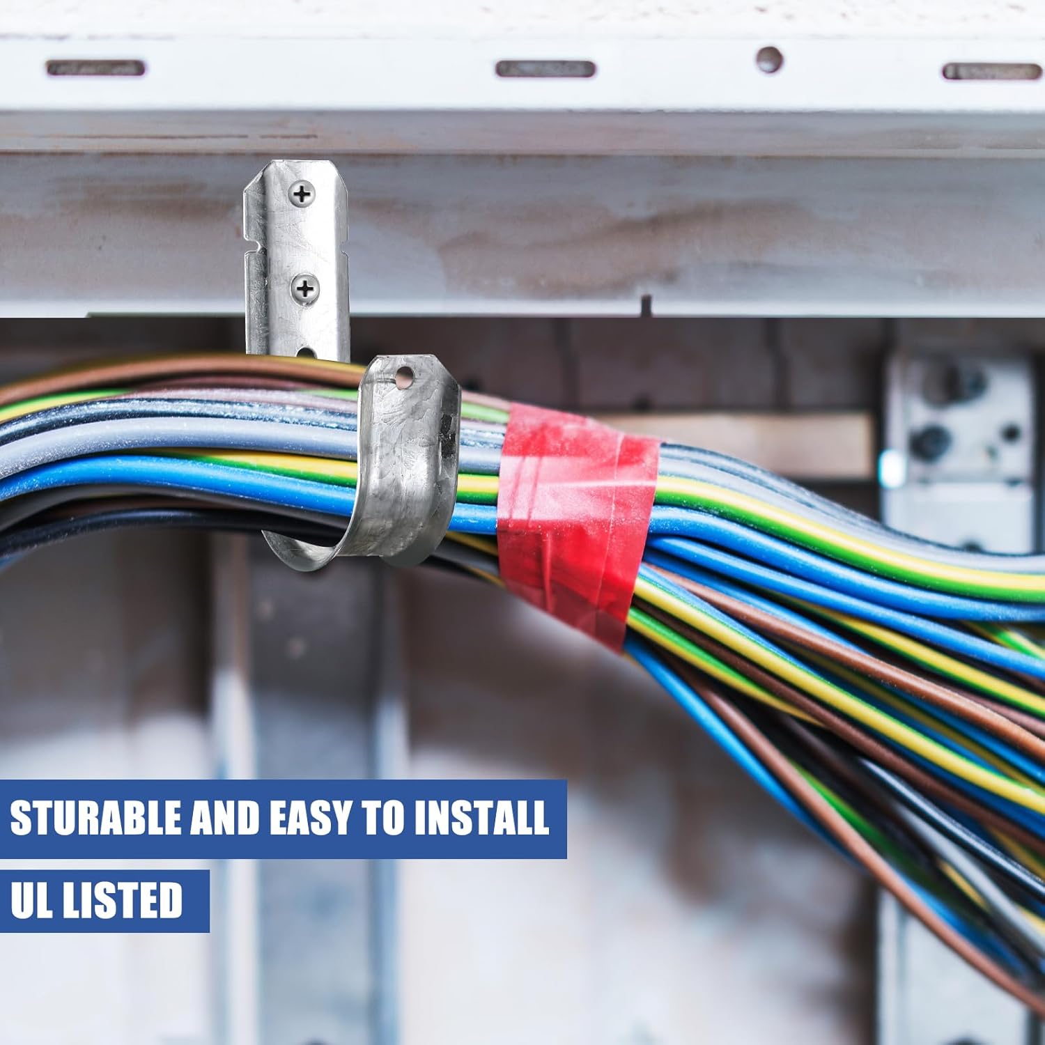 100 Pcs 2-Inch Cable Support, J Hooks Heavy Duty Galvanized Steel Cable Hook Wire Management J Hooks for Attaching Wall Mounting to Vertical Surfaces, Silver