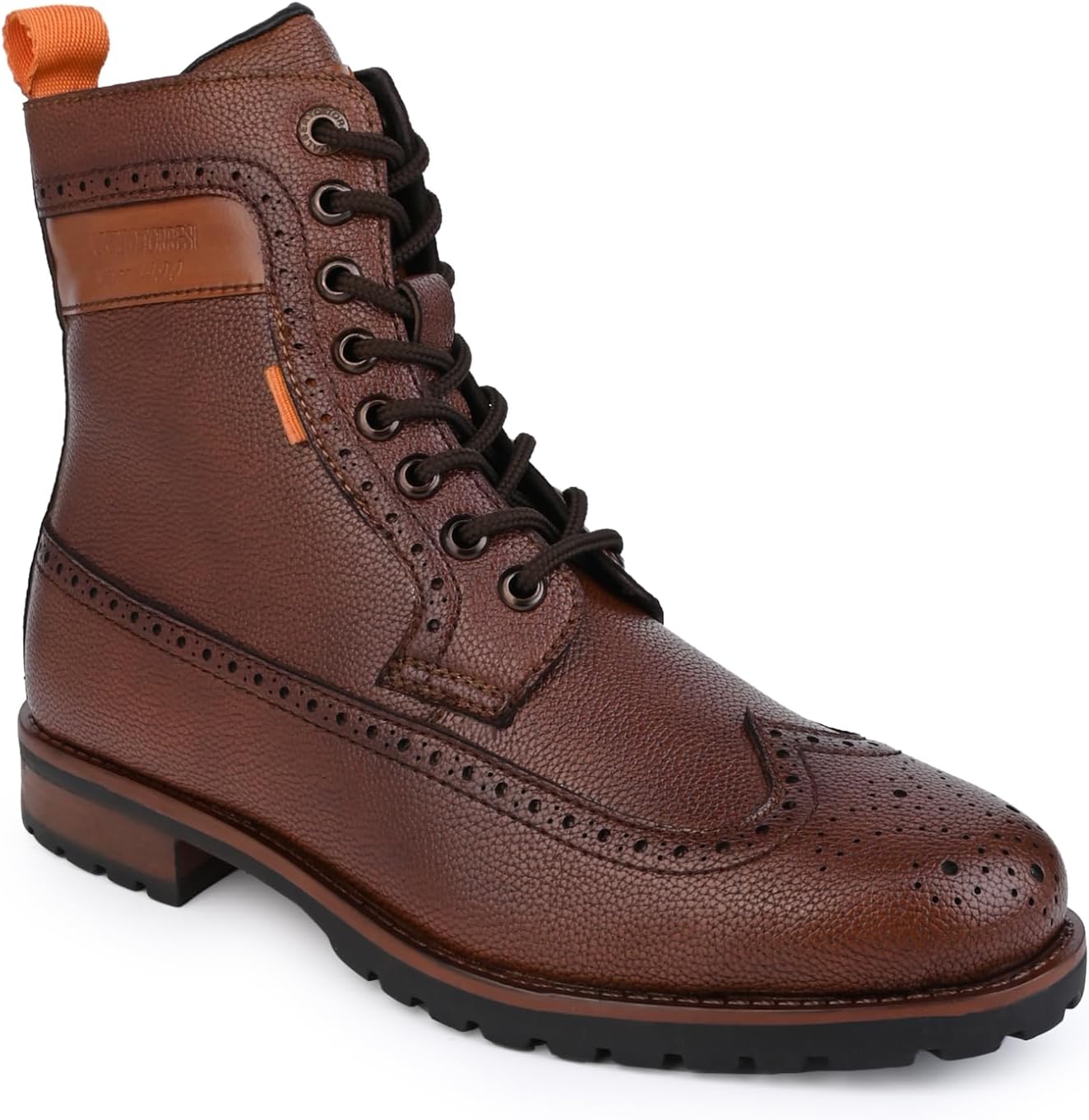 ALBERTO TORRESI Men's Synthetic Lace-Up Ankle Boots with Zip Closure - Stylish and Durable Boots for Men, Trendy Lace-Up Design, Zipper Closure, Perfect for Casual or Formal Occasions