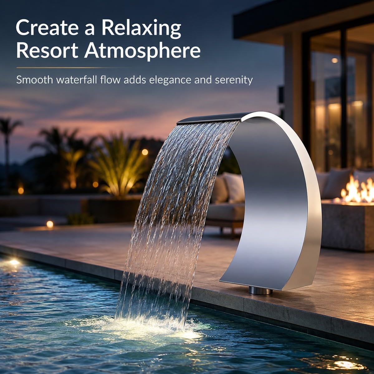 Fontana a Cascata per Piscina 40x20 cm – Doccia a Cascata in Acciaio Inossidabile 304 per Piscine Interrate e Fuori Terra – Cascata da Giardino, Laghetto, Giochi d’Acqua, Esterno