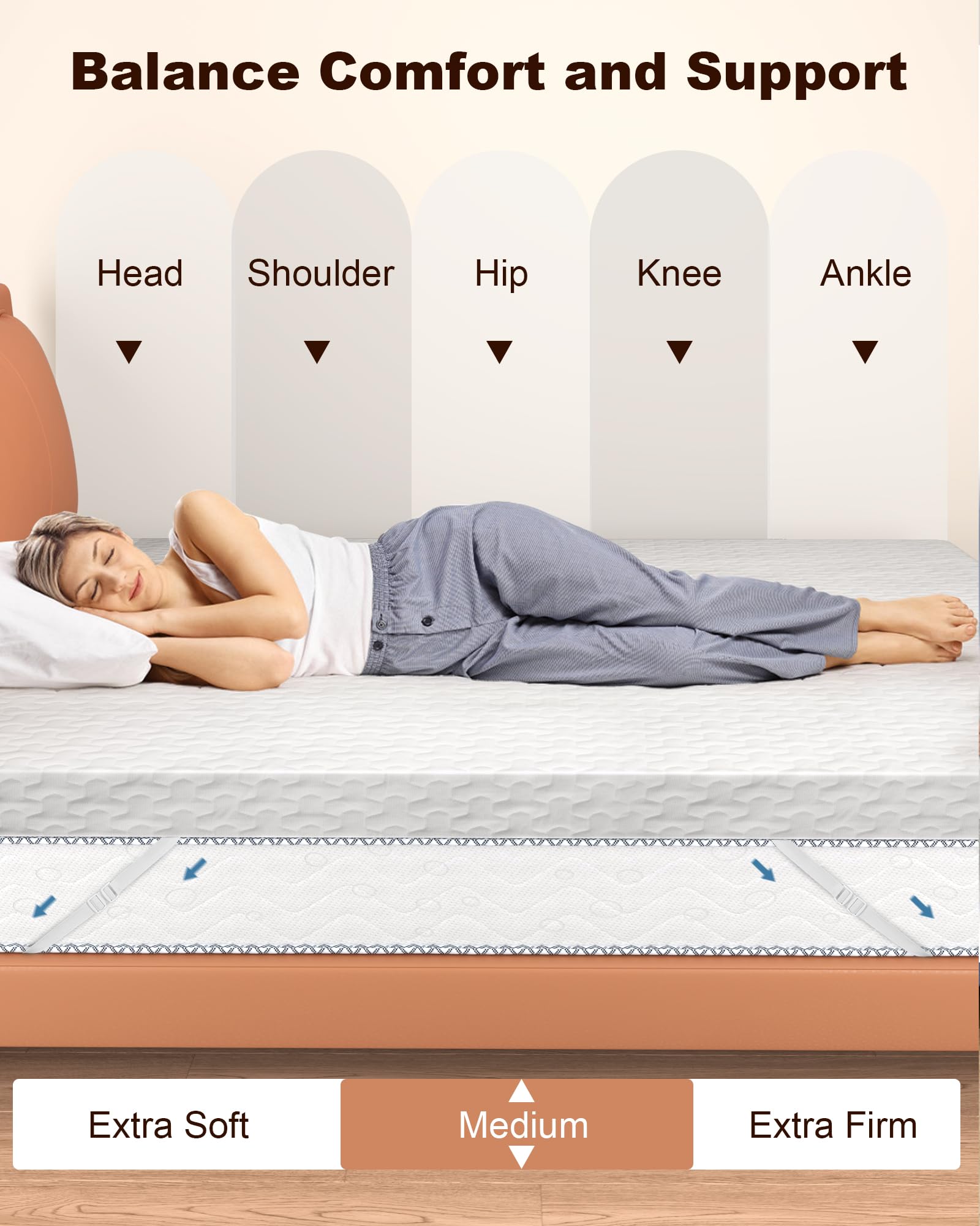 Cubrecolchón de espuma viscoelástica de 4 pulgadas [RV King] para RV con funda ultrasuave, certificado CertiPUR-US, 72 x 80 pulgadas