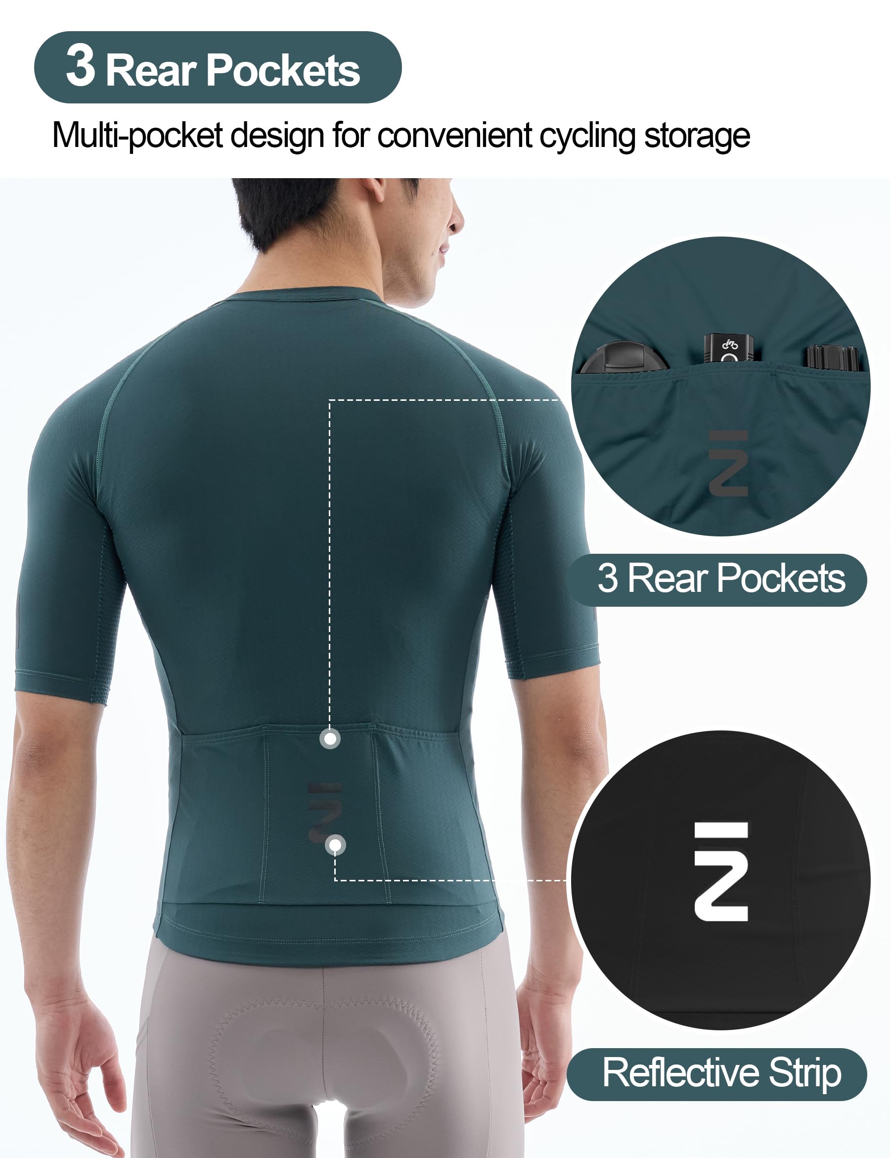 INBIKE Radtrikot Herren Kurzarm Atmungsaktives Sommer Fahrradtrikot mit Mesh-Einsatz Enges Rennrad Trikot FahrradShirt mit Anti-Rutsch Saum für Radsport MTB Farrad E-Bike