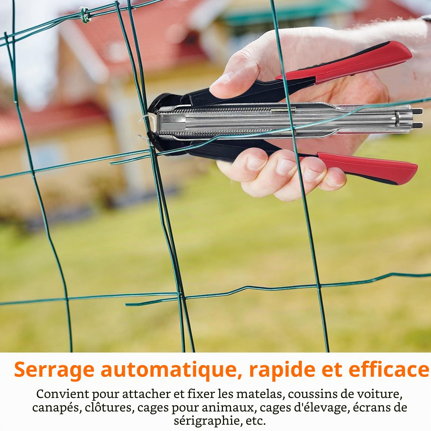 Pince de clôture automatique avec 2500 anneaux galvanisés, pince de fixation pour fil, pince à anneau Hog, pour matelas de clôture pour animaux, coussins de voiture, cages pour animaux de compagnie