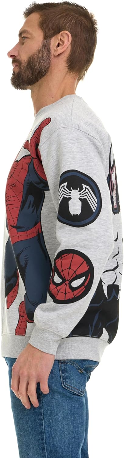 Marvel Spider-Man Venom Split Fleece Crewneck Men's Sweatshirt with Embroidery