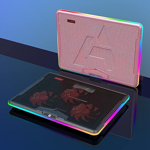 Miniatura 8 de NACODEX Almohadilla de enfriamiento RGB para laptop con 3 ventiladores LED silenciosos y control táctil para laptop de 15.6 a 17 pulgadas, enfriador
