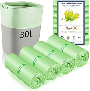 80 x 30 Litre Bin Bags, 8Gallon/30L Food Waste Bags 4 Roll Caddy Bin Liners for Kitchen Office Bathroom(60x65cm)