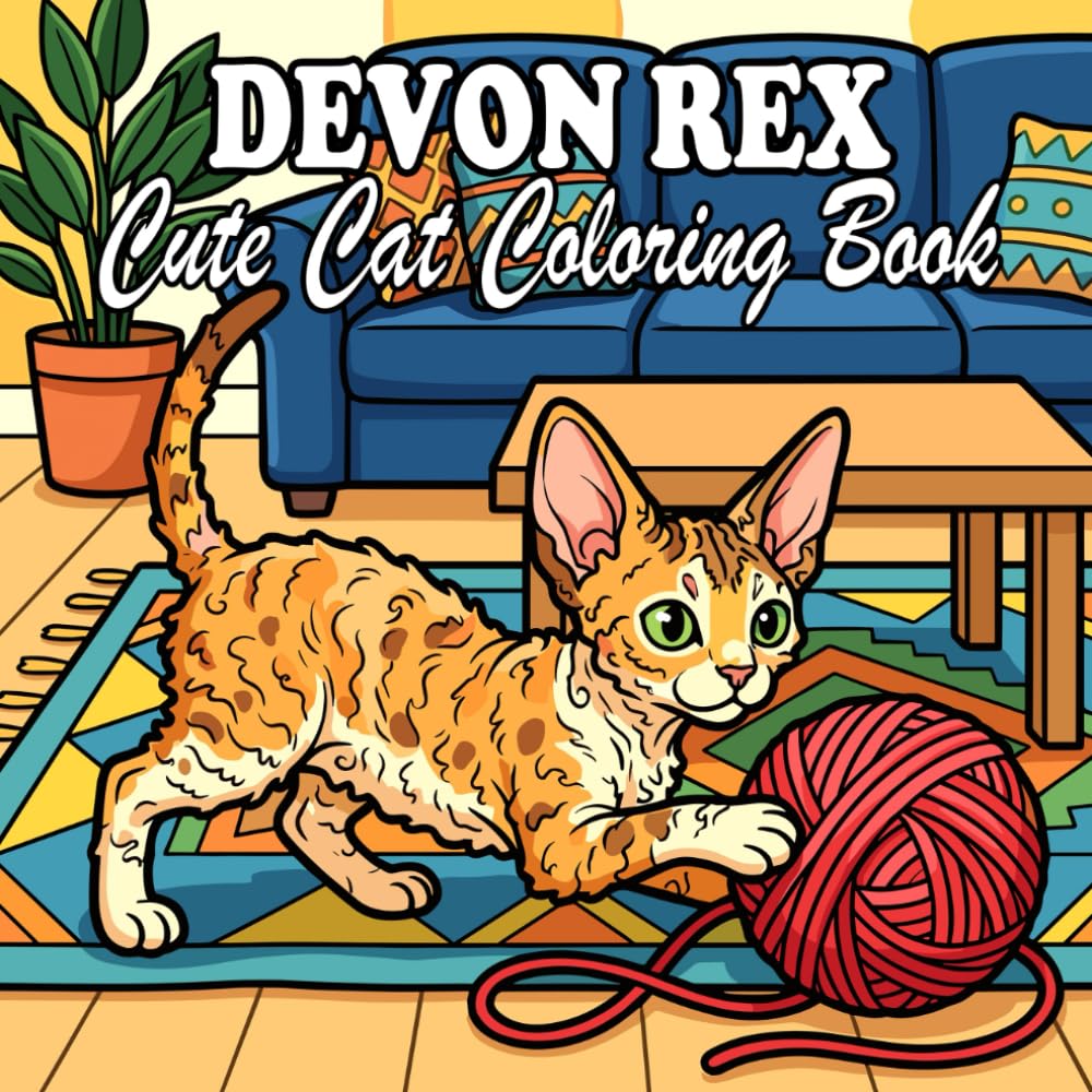 Devon Rex Coloring Book: Cute & Cozy Curly Cats for Kids and Adults