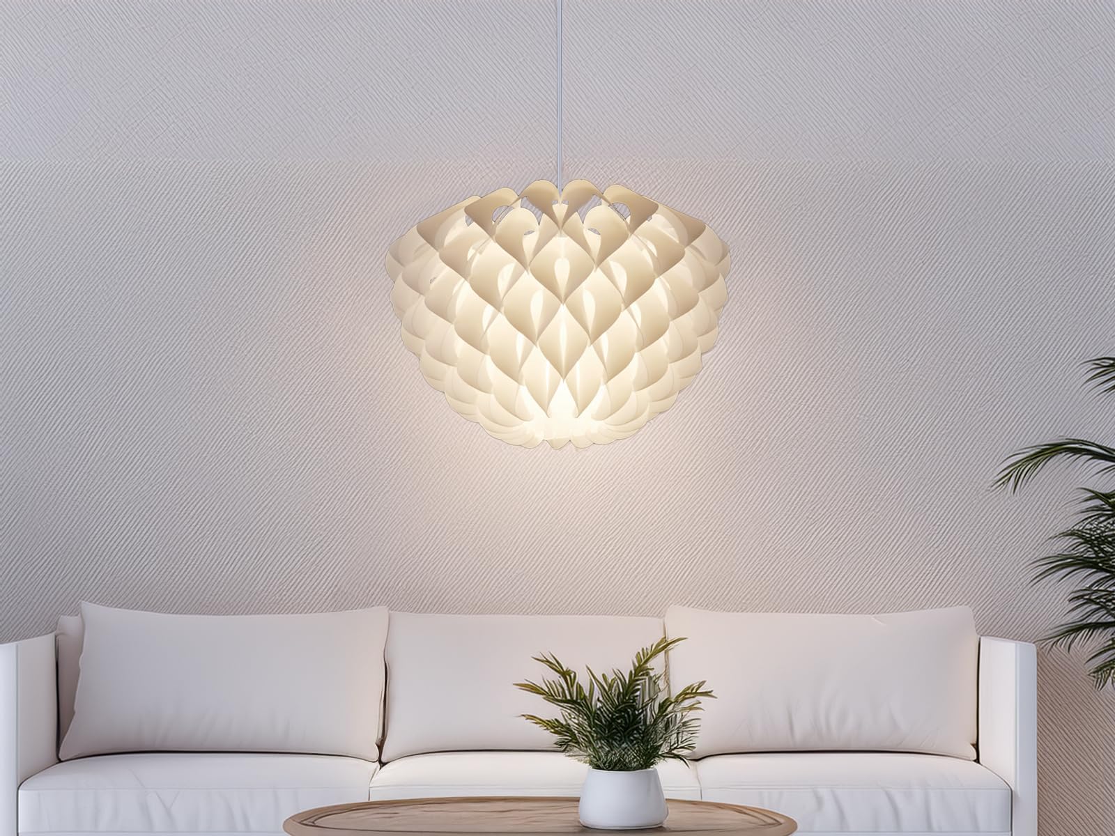 Nowoczesna Lampa Wisząca LED, Ściemniana, Lampy Sufitowe, Oświetlenie LED, 1 Źródło Światła, Tworzywo Sztuczne, Biała, Ø 40 cm