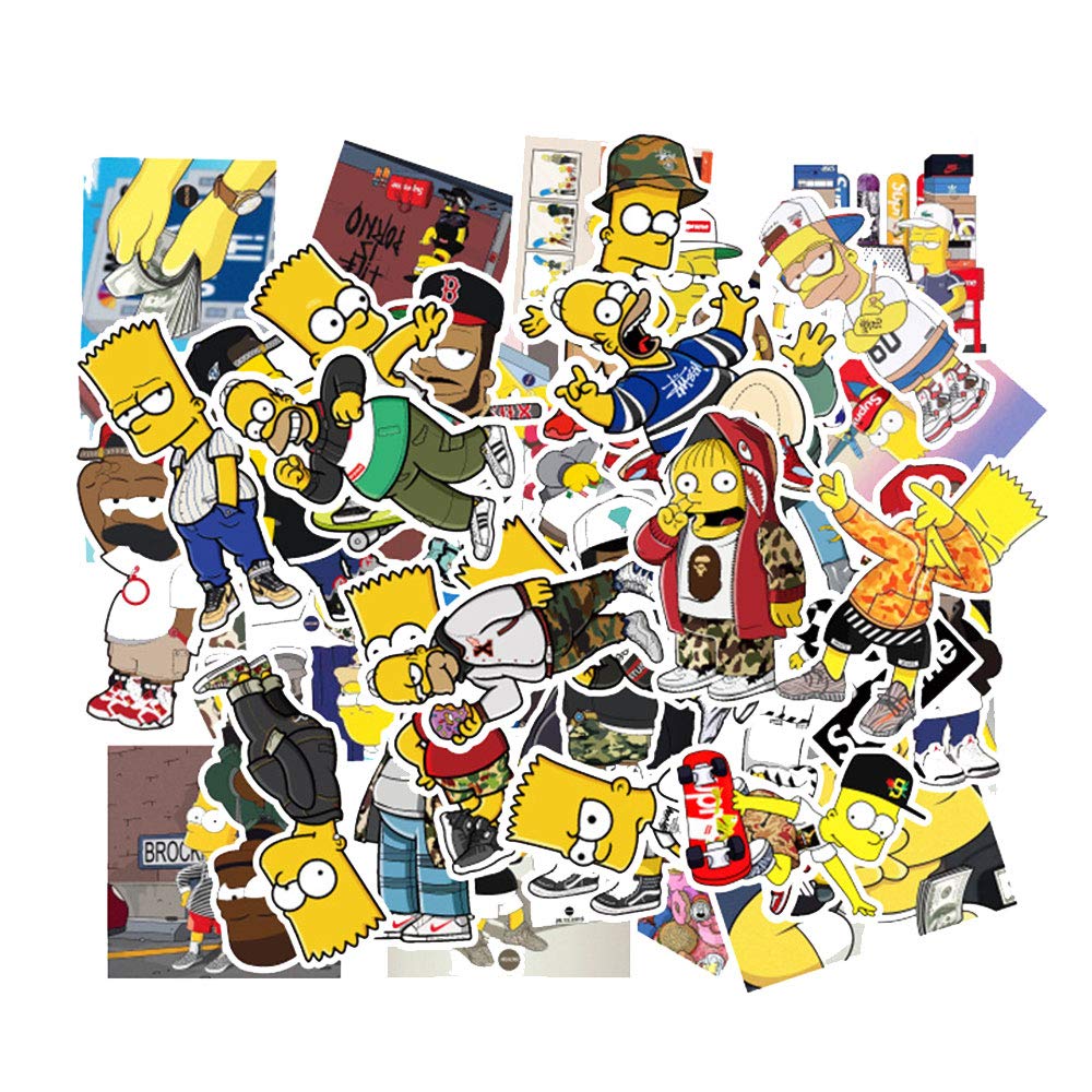 LAIK Cartoon Sticker Pack (50Pcs) The Simpson Waterproof Vinyl Stickers for Water Bottles,Laptop,Kids,Cars,Motorcycle,Bicycle,Skateboard Luggage,Bumper Stickers Hippie Decals Bomb (Simpson)