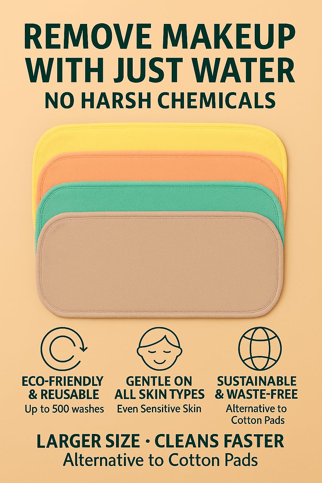 Reusable Makeup Remover Cloths (4 Pack), Microfibre Face Cloths Remove Makeup With Just Water, Eco Friendly - Image 4