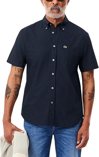Lacoste Mens Regular Fit Short Sleeved Oxford Shirt