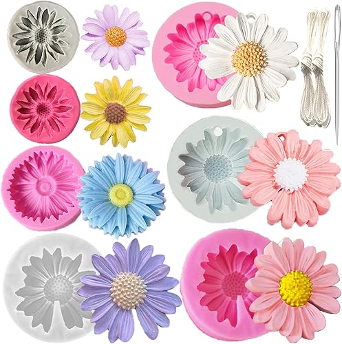 Miniatura 14 de 8 moldes de peonía de cuatro tamaños grande + mediano + pequeño + extra pequeño + hoja de peonía con aguja grande que absorbe los ojos, vela para