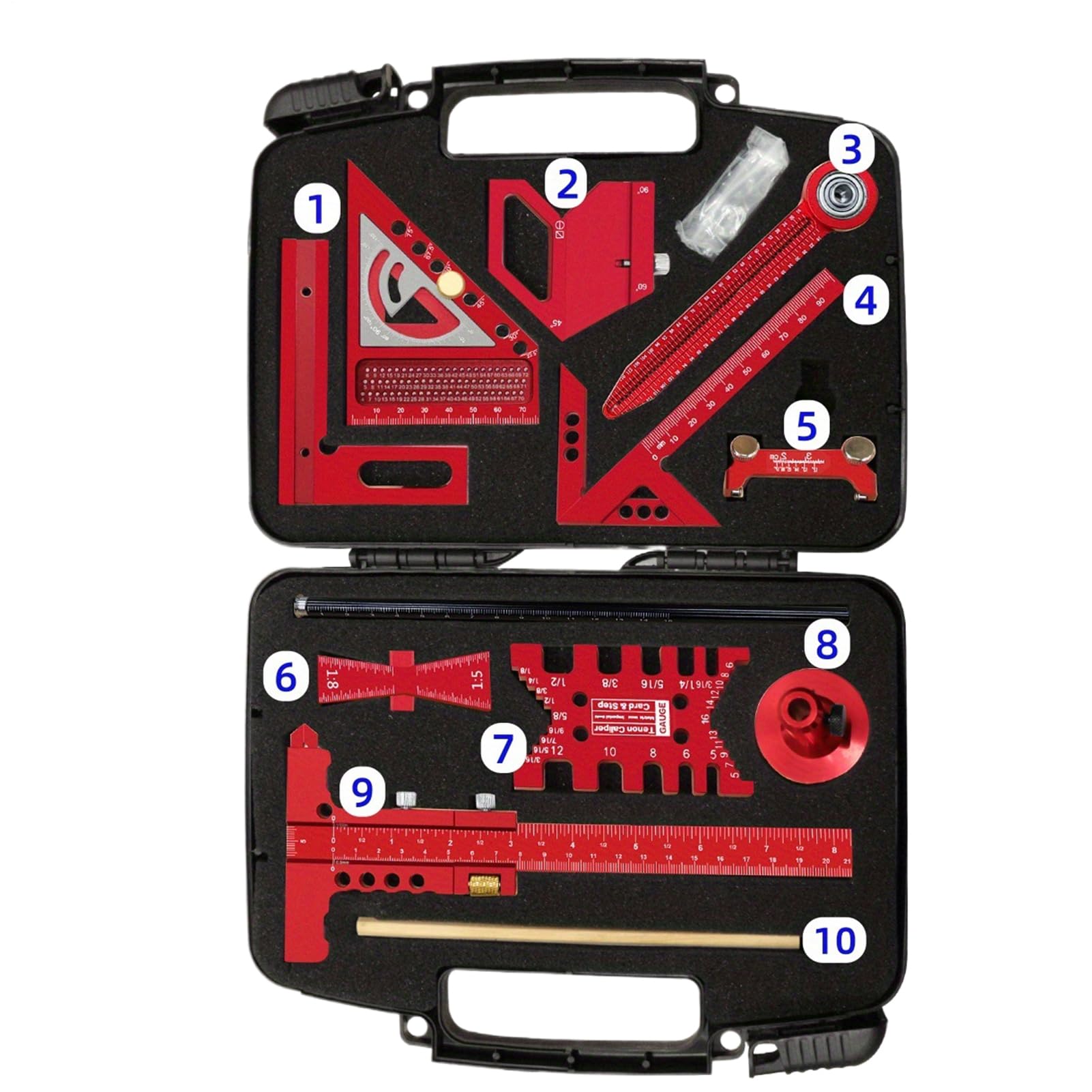 Équerre de Construction Outil de Mesure de Charpente 9 Pièces | Kit Multifonction d'Équerre Rapide pour Sol, Garage, Extérieur, Menuiserie, Construction, Industrie, Meubles