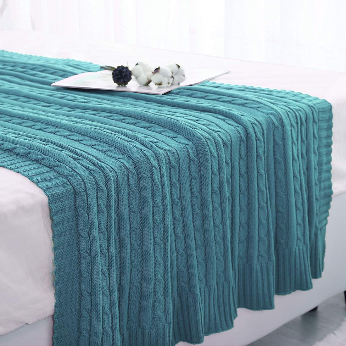 Coperta In Maglia 100% Cotone Sourcingmap - Morbida, Leggera, 120x180 Cm, Verde, Per Divano E Viaggi