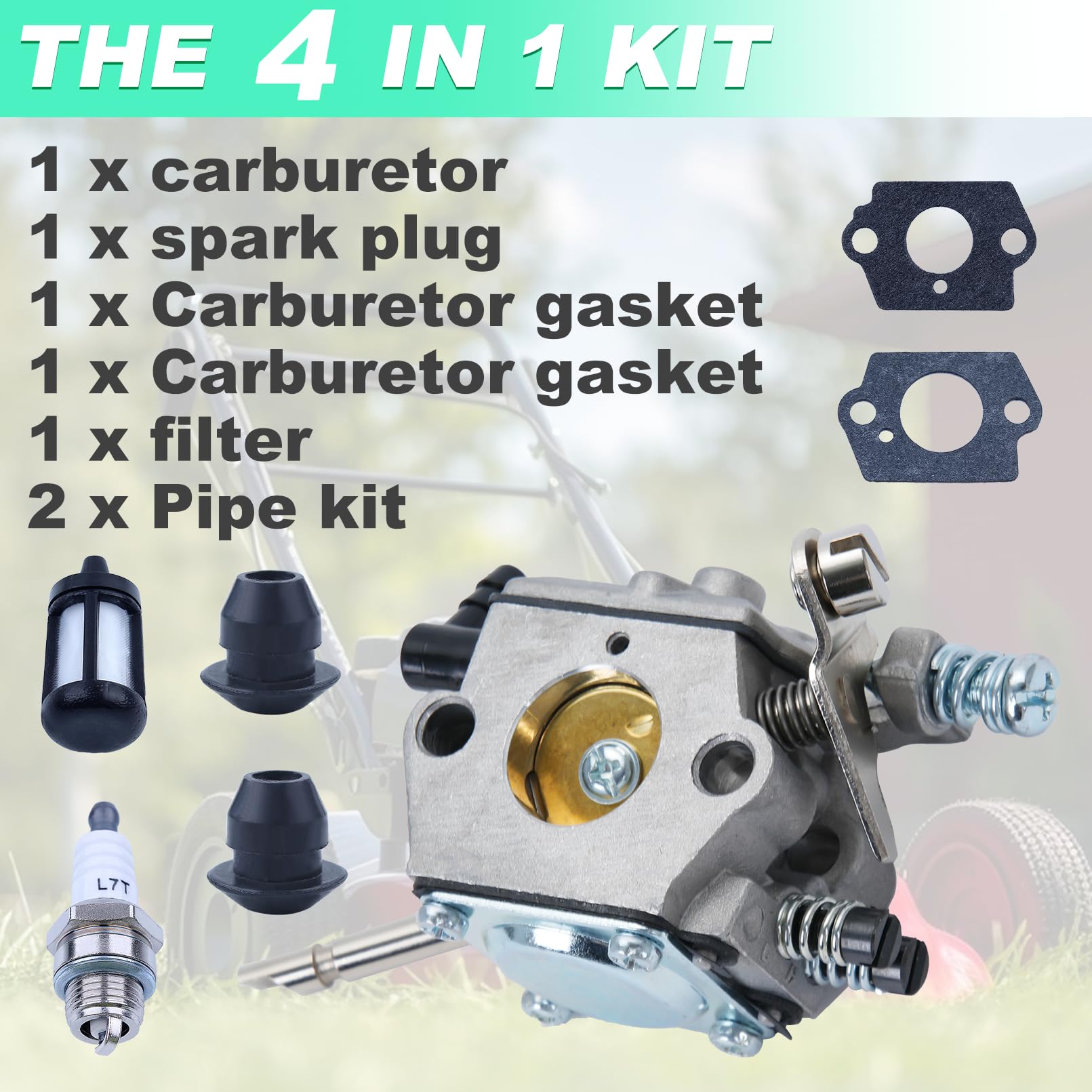 Adefol - Kit de carburador de combustible para Stihl H24D FS 48 52 56 62 66 81 86 106 FS48 FS52 FS56 FS62 FS66 FS81 FS86 FS106 Cortacésped Reemplazo para Walbro WT-45-1, 4126 126 126 00 06 00