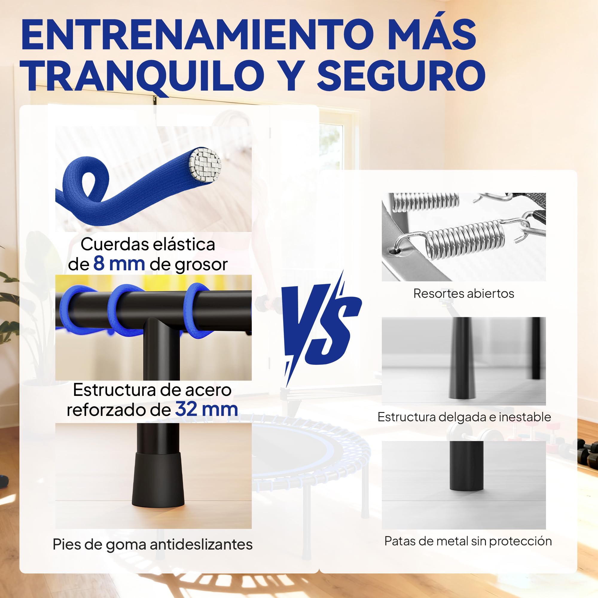 SPORTNOW Trampolino fitness per adulti Ø114 cm, trampolino elastico con telaio in acciaio rinforzato, carico 200 kg, per allenamento gambe, corpo in casa, ufficio, palestra
