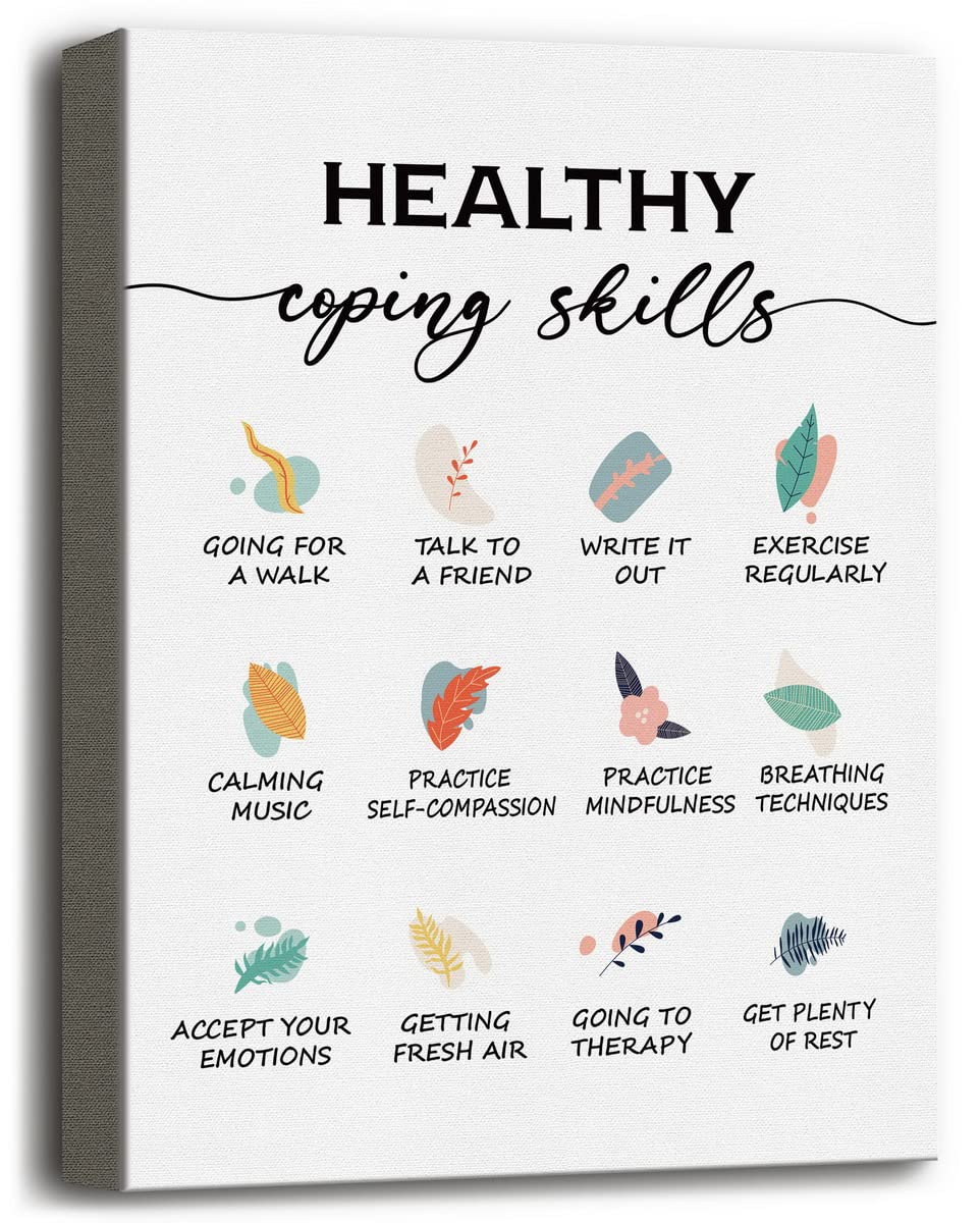 Coping Skills Canvas Wall Art Decor, School Psychologist Canvas Prints Poster Office Decor, Therapy Office Decor, Therapy Anxiety, Psych Anxiety Mental Health CBT Self Care Love 12x15