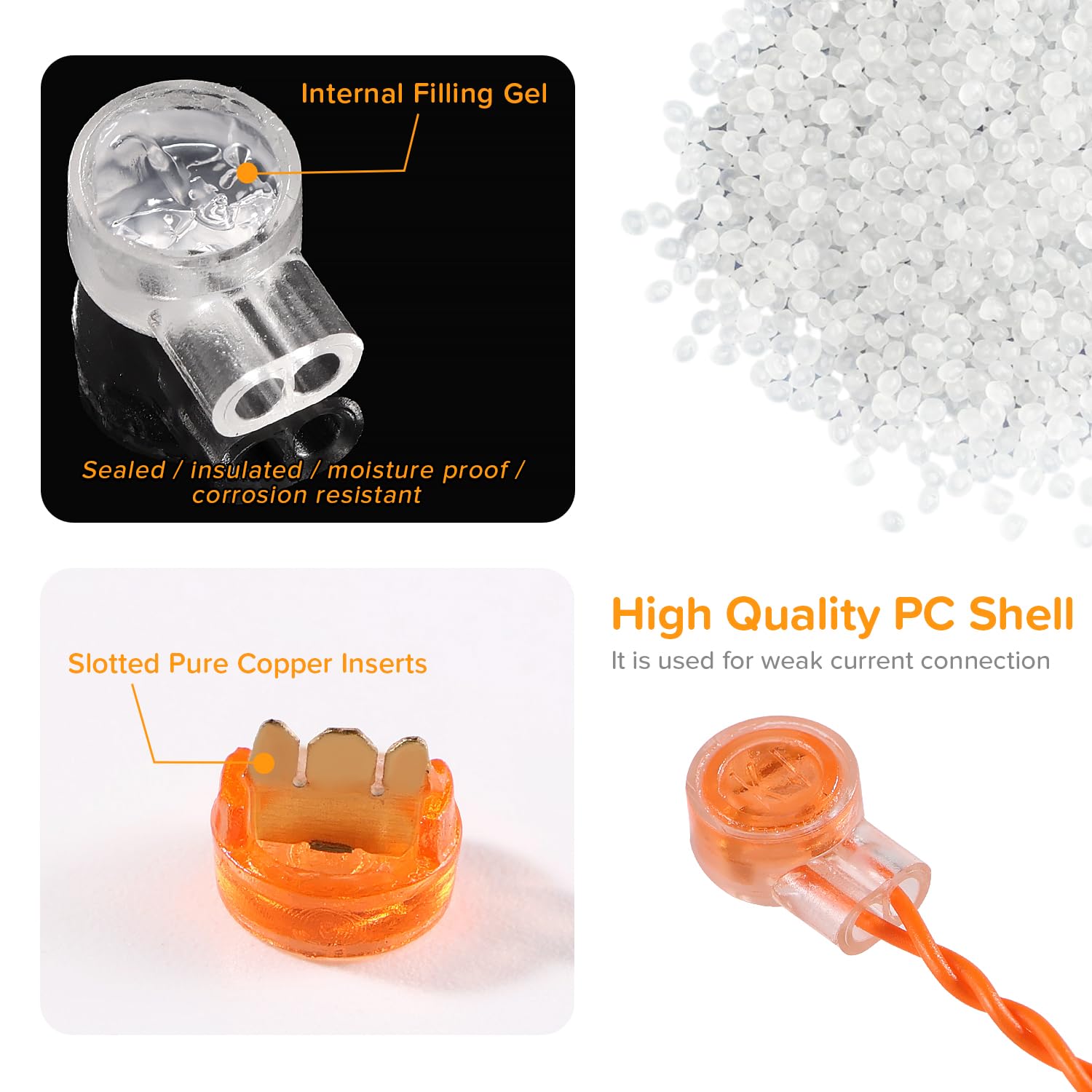 Lyeteung 100 PCS K1 Cable Connectors, UY Gel Crimps, Telephone Wire Connectors, 2 Way Gel Filled Connector - Image 3