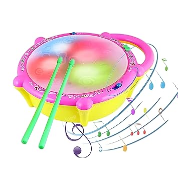 Toyshine Battery Operated Musical Flash Drum with 3D Lights & Sounds Fun Learning Educational Baby Toy Birthday Gift for Boys Girls 3 Years + - image, photos