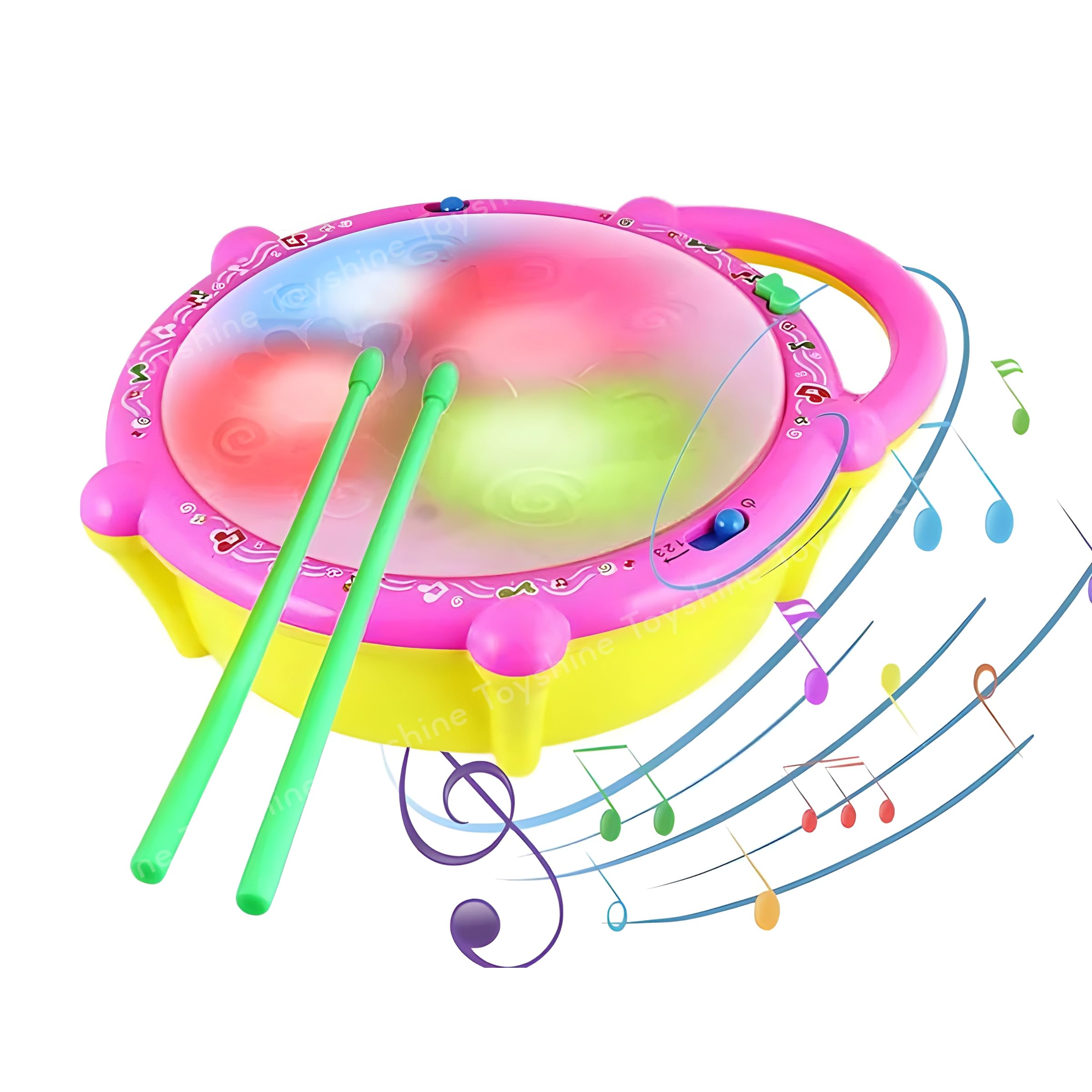 Toyshine Flash Drum with 3D Lights, Music Baby Toy for 2 3 4 Year Kid Boy Girl (B01MTJABXD) Amazon Price History, Amazon Price Tracker