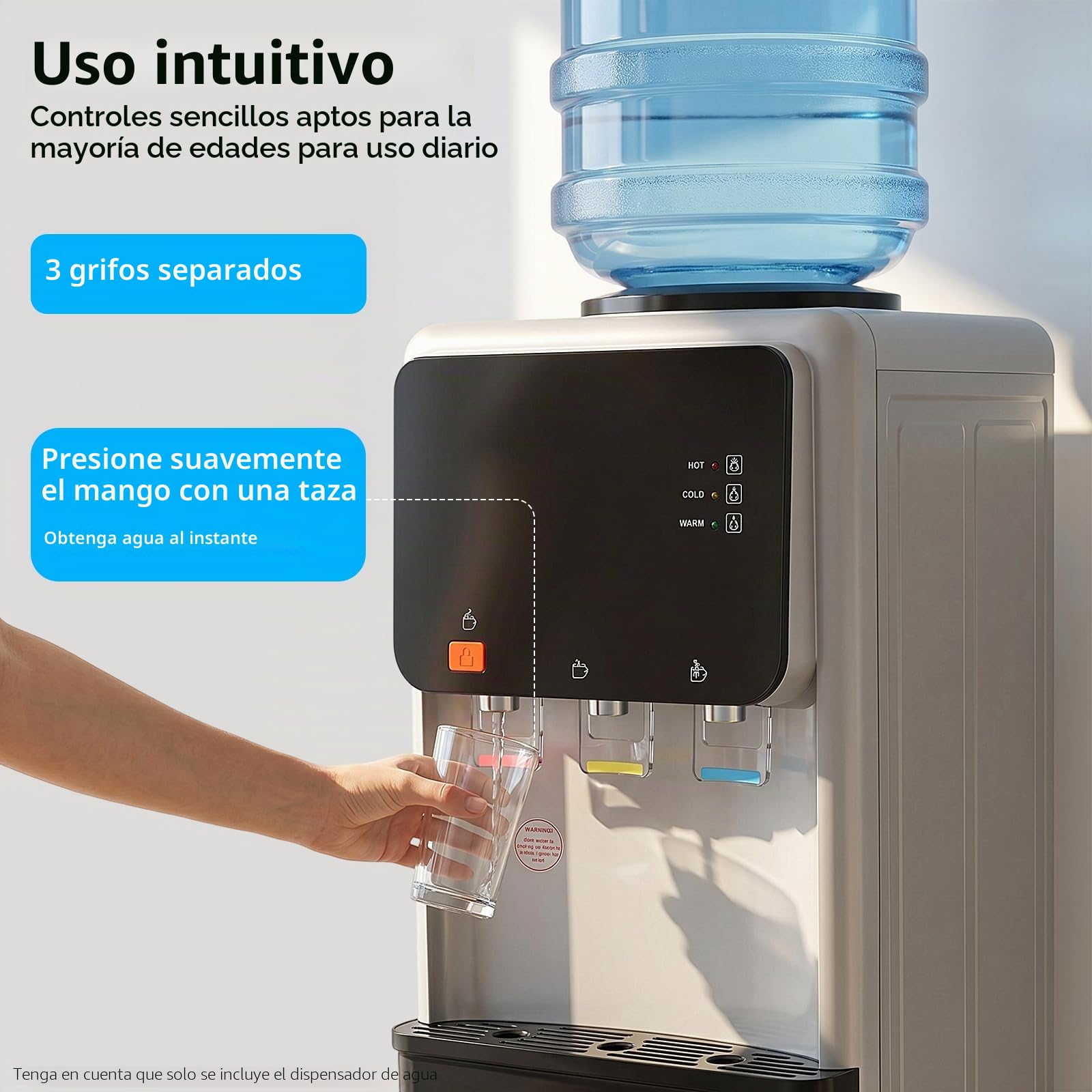 Dispensador de agua eléctrico de pie, frío y caliente de 10-95℃ de doble función, con armario de almacenamiento, carga superior, compatible con cubos de agua de 19L