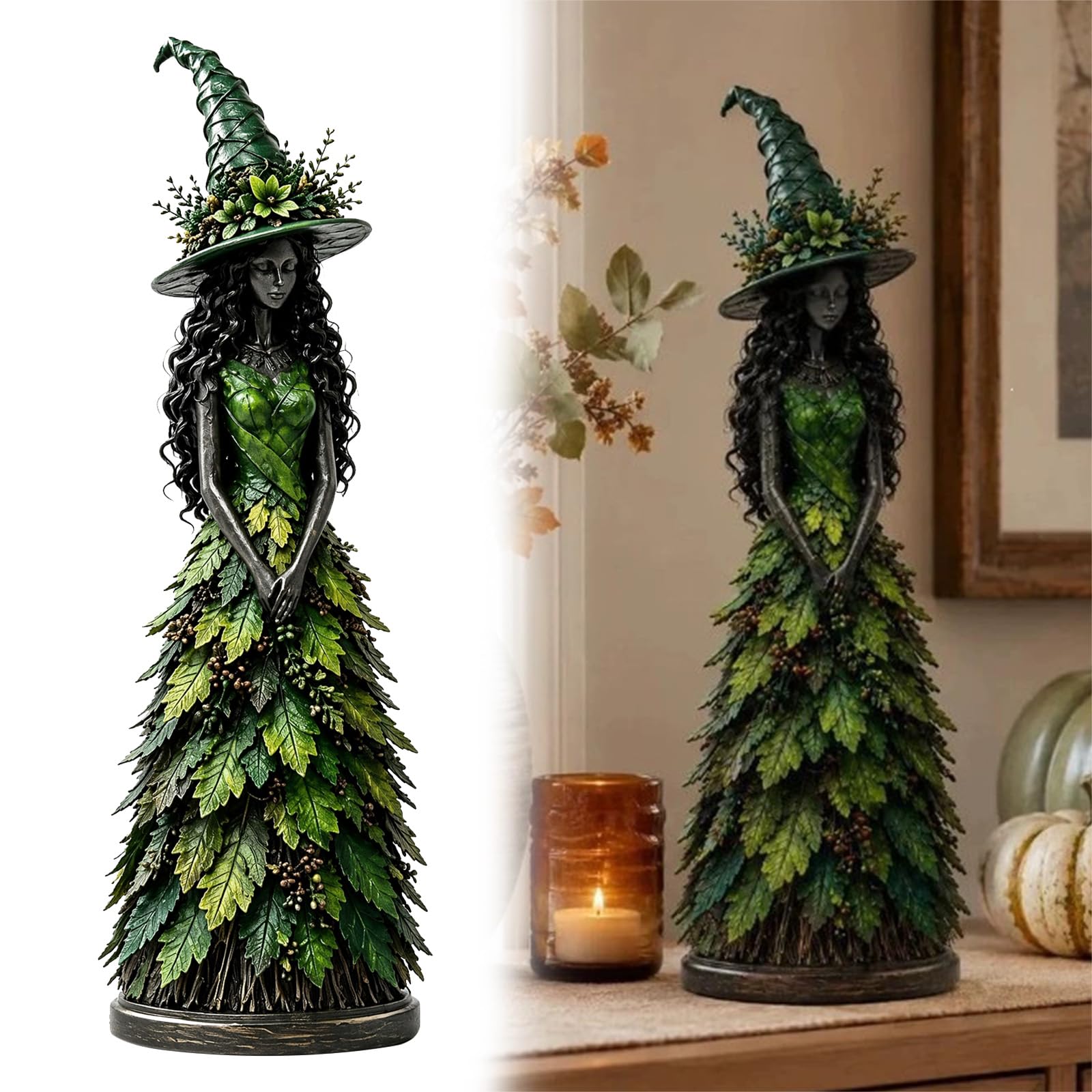 Enchanted Autumn Witch Figurine, Halloween Witch Desktop Decoration