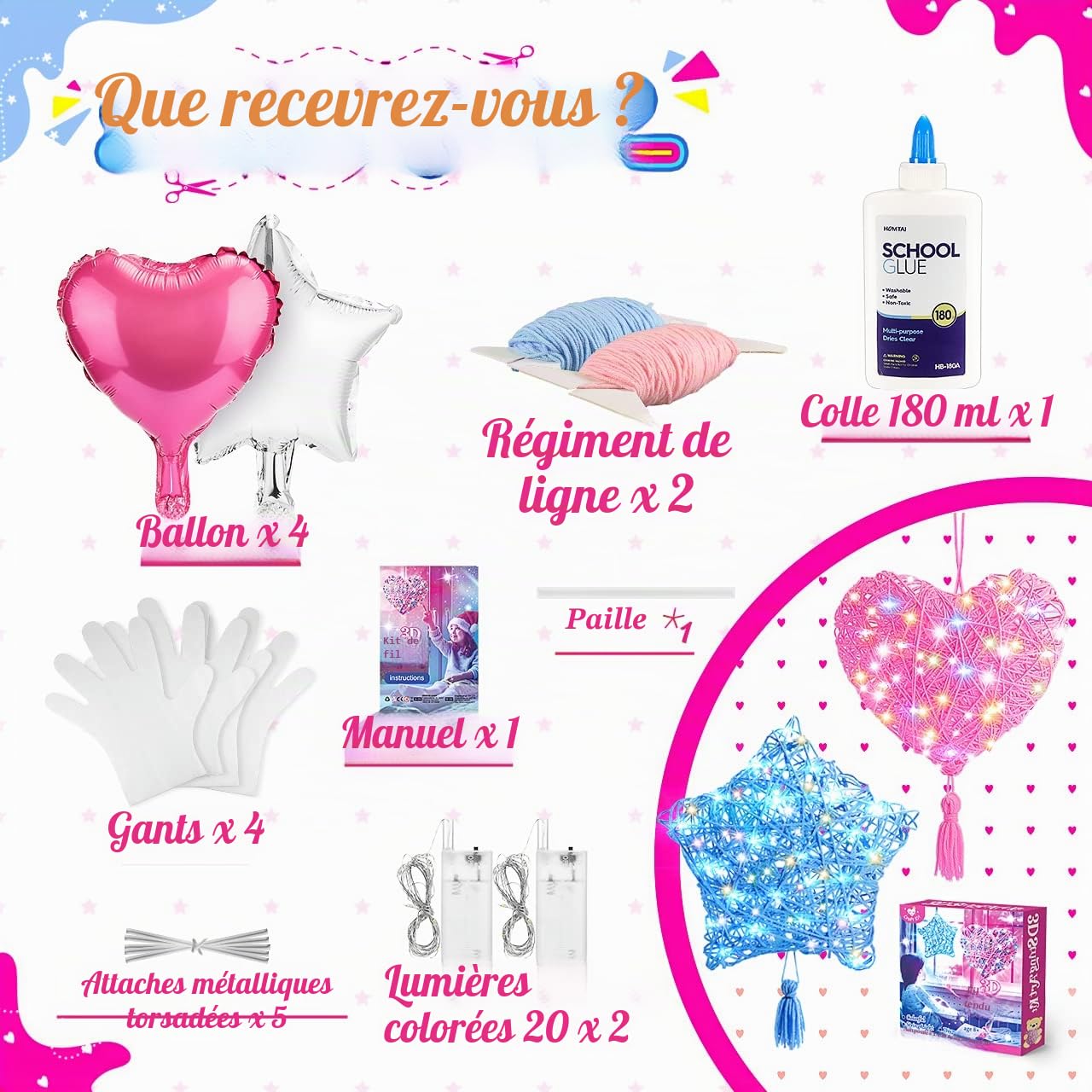 Kit de bricolage 3D pour filles cadeau 8-10 ans, jeux 9-14 ans, lanterne, décorations faites main