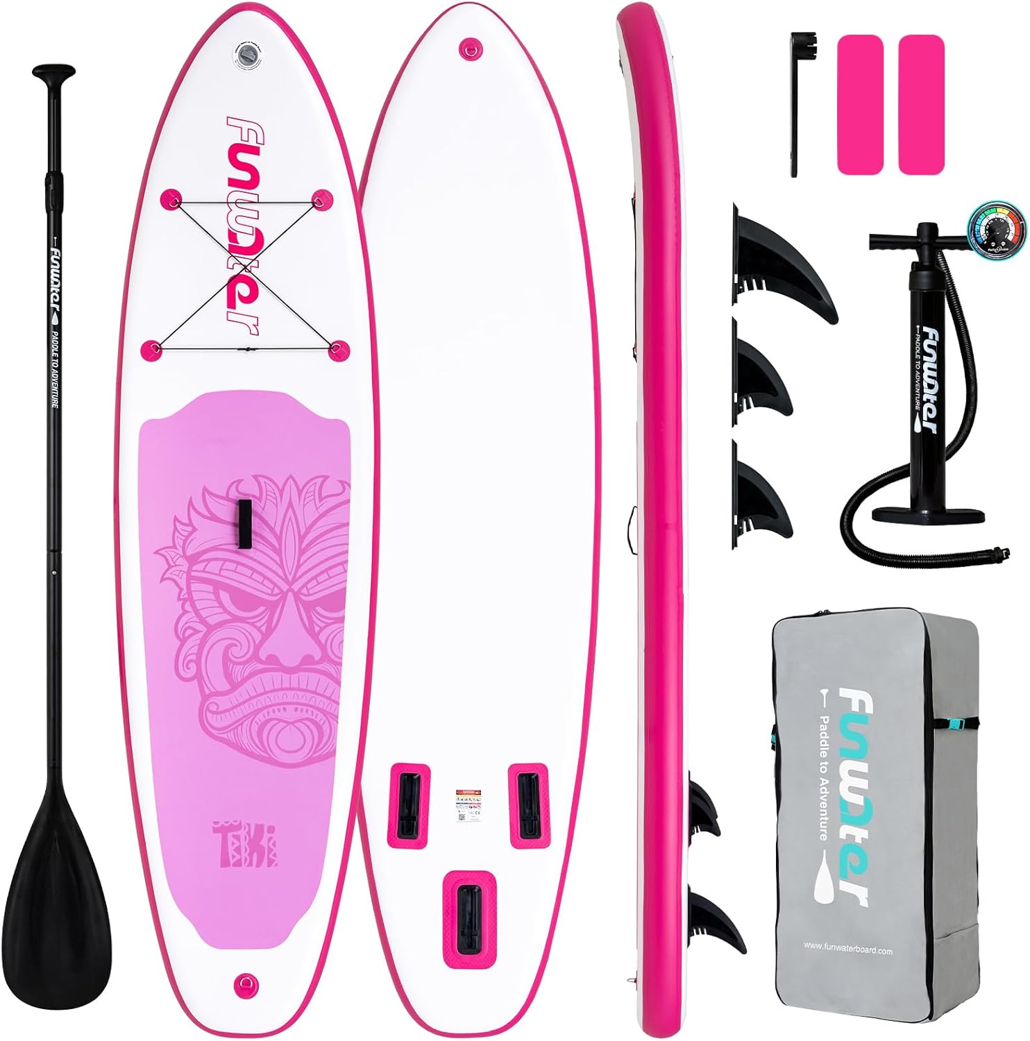 FunWater Inflatable Ultra-Light Stand Up Paddle Board for All Skill Levels with Premium SUP Paddleboard Accessories,Non-Slip Comfort Deck for Youth & Adults Pink Totem - Image 1 of 7