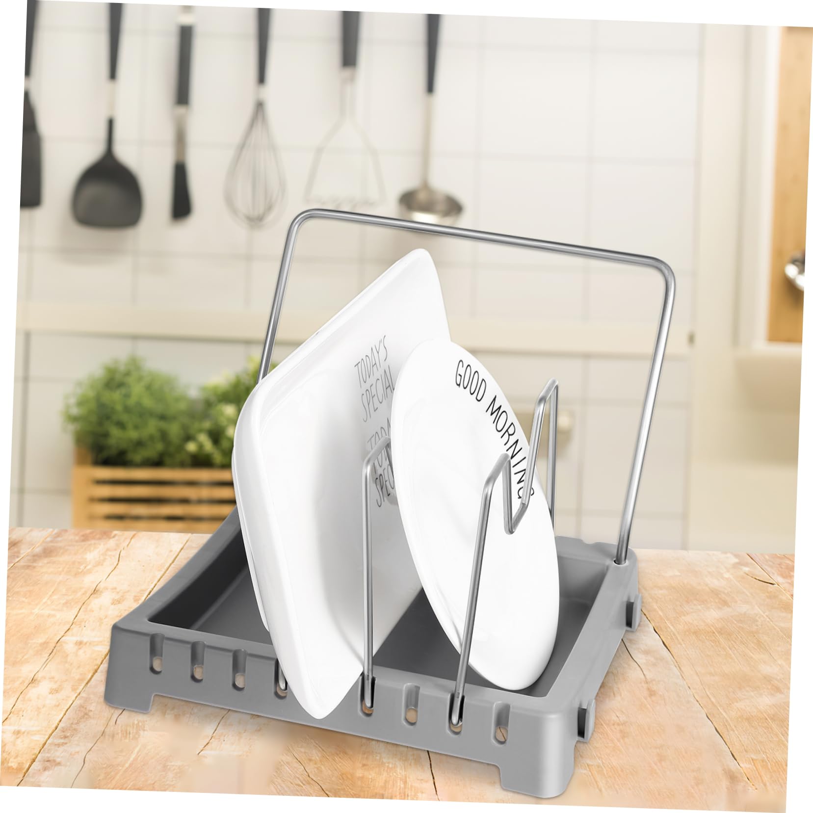 2piezas Rejilla Para Tapas De Ollas Organizador De Cocina Soporte Para Tapas De Ollas Material Metálico Para Almacenar De y Tablas De Cortar La Cocina