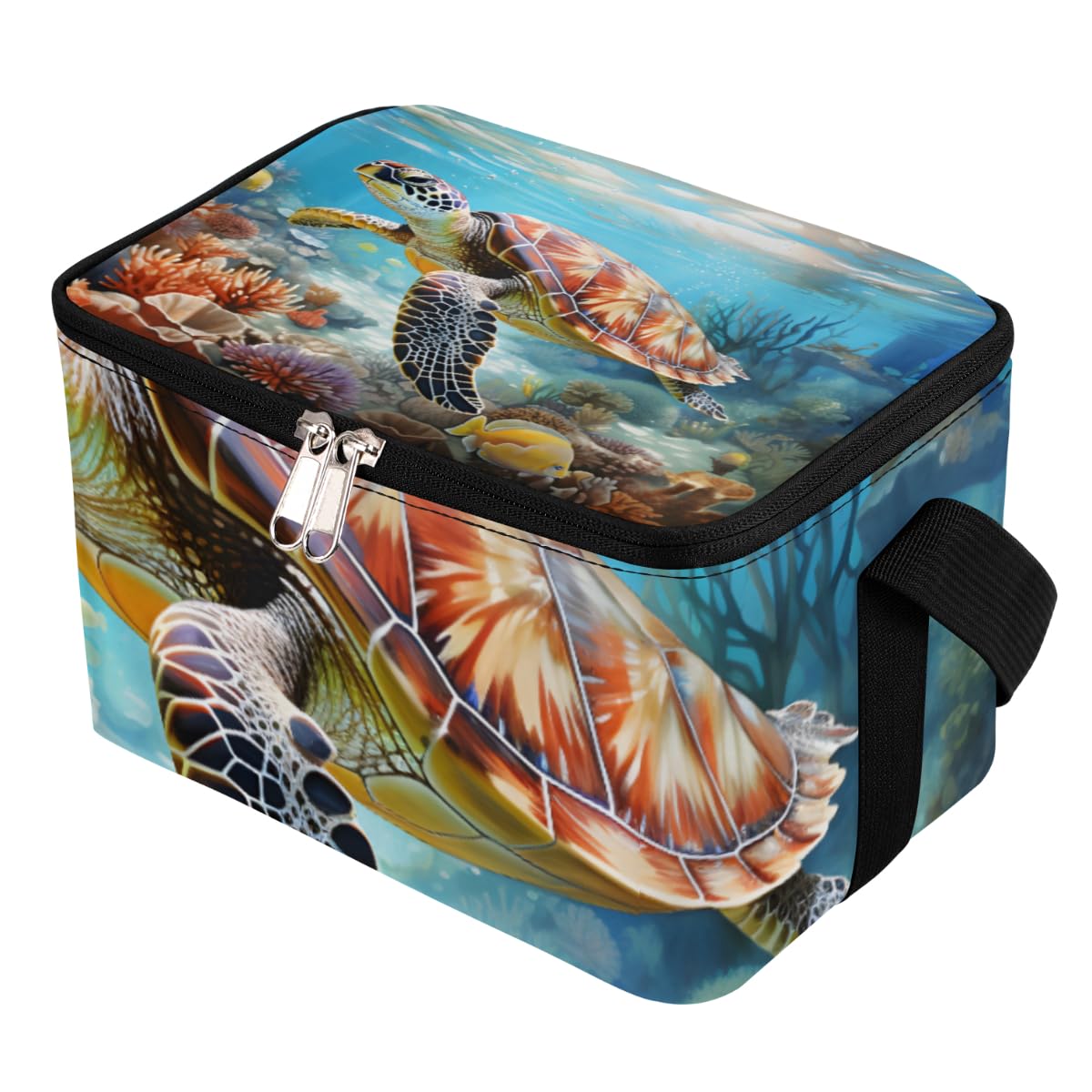 GzLeyigou Lunch Bags for Women Men 9 Cans,Sea Turtle Hot & Cold Food Delivery Bag Insulated Grocery Bag Insulated Lunch Box Animal Cooler Bag for Office Work Picnic Beach