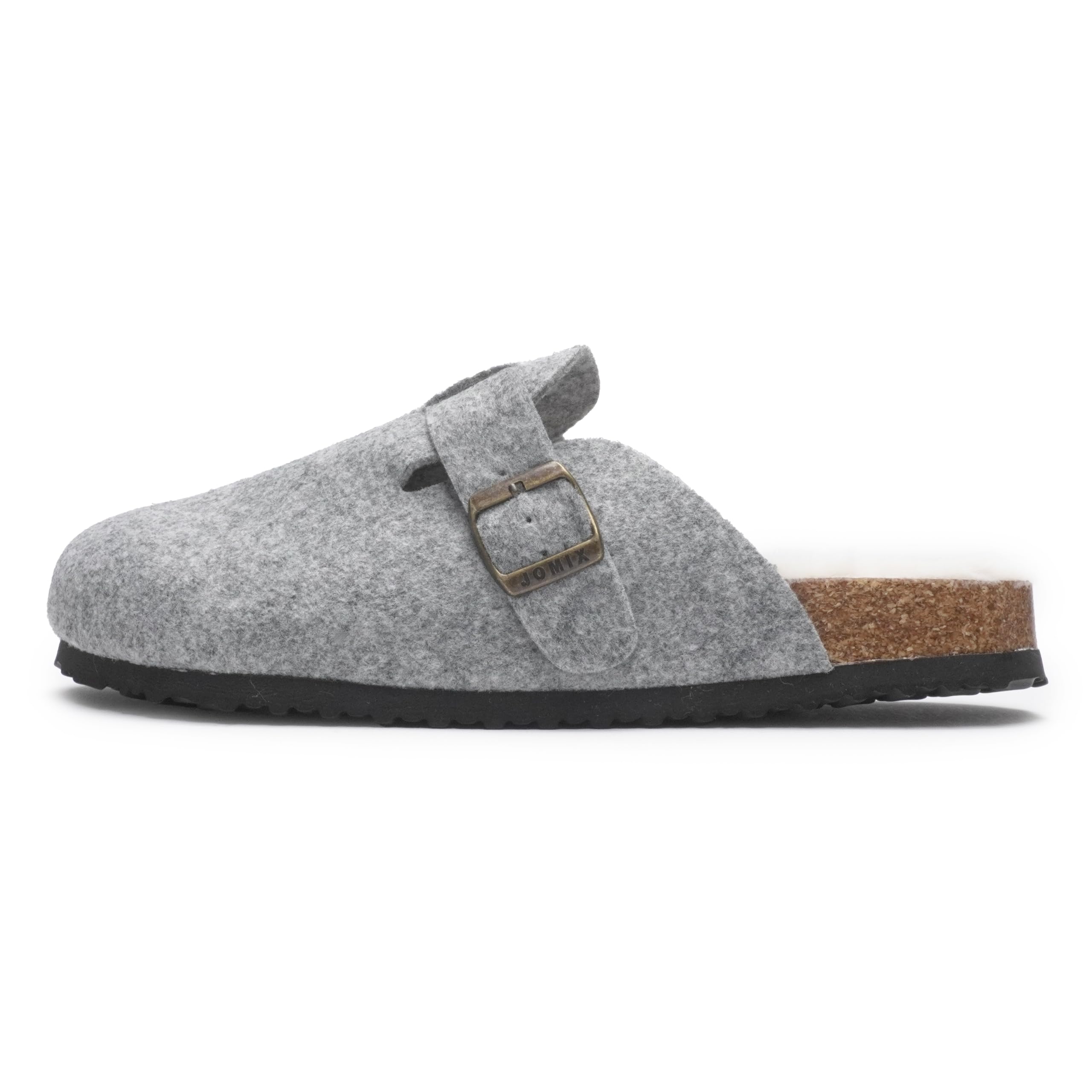 JOMIX Zapatillas de fieltro cerradas de invierno para hombre, con hebilla plantar efecto corcho, cómodas para casa y para todos los días
