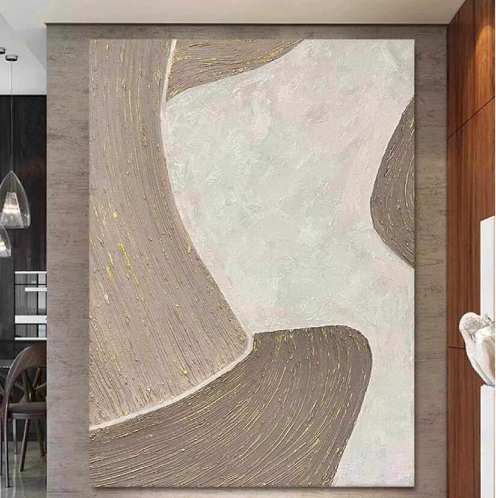 Peinture à l'huile wabi sabi peinte à la main sur grande toile abstraite sans cadre pour salon