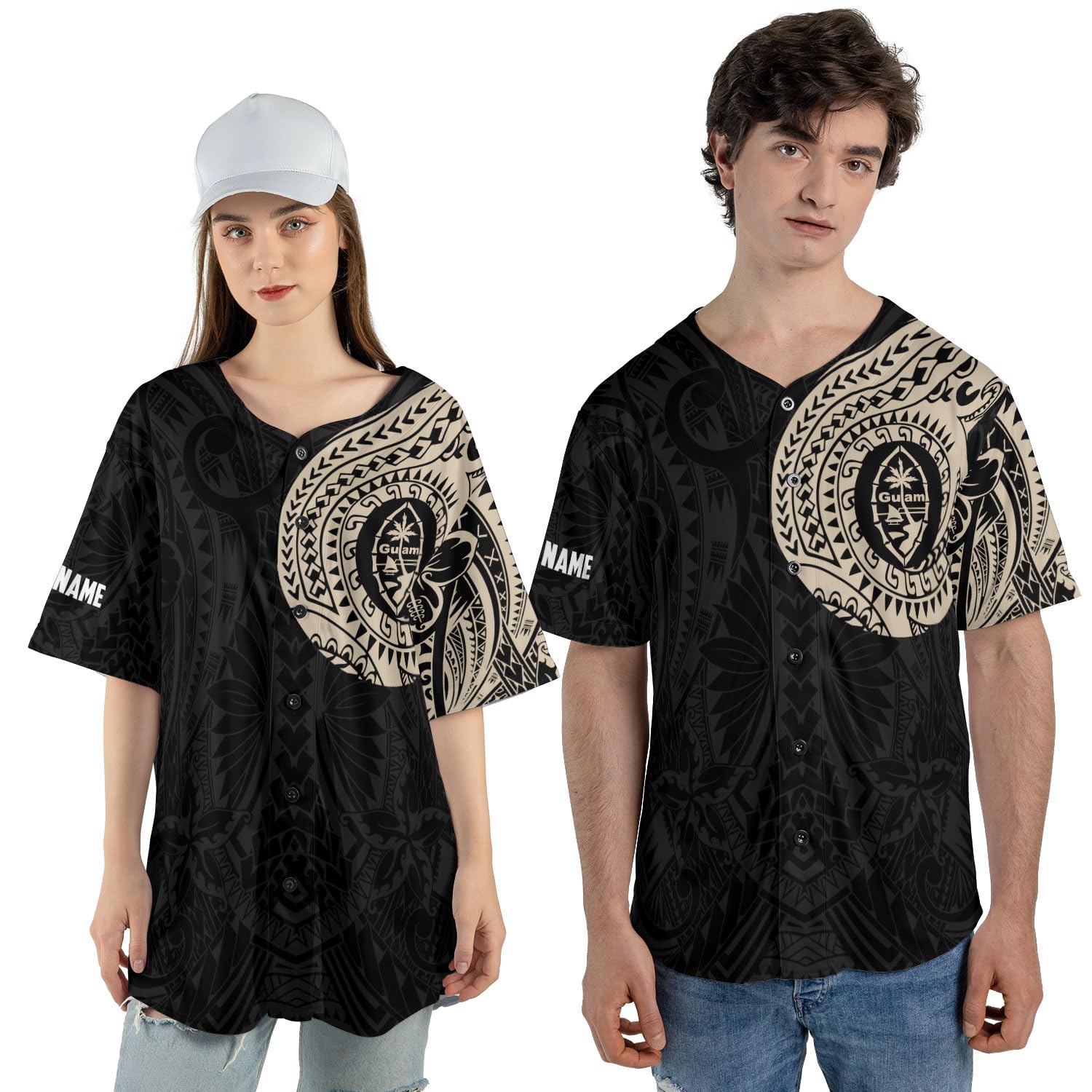 Personalized Guam Baseball Jersey Shirt, Guam Flag Jersey Gifts Guahan, Guam Islander Pride Shirts for Men & Women (Polyester, BJ417)