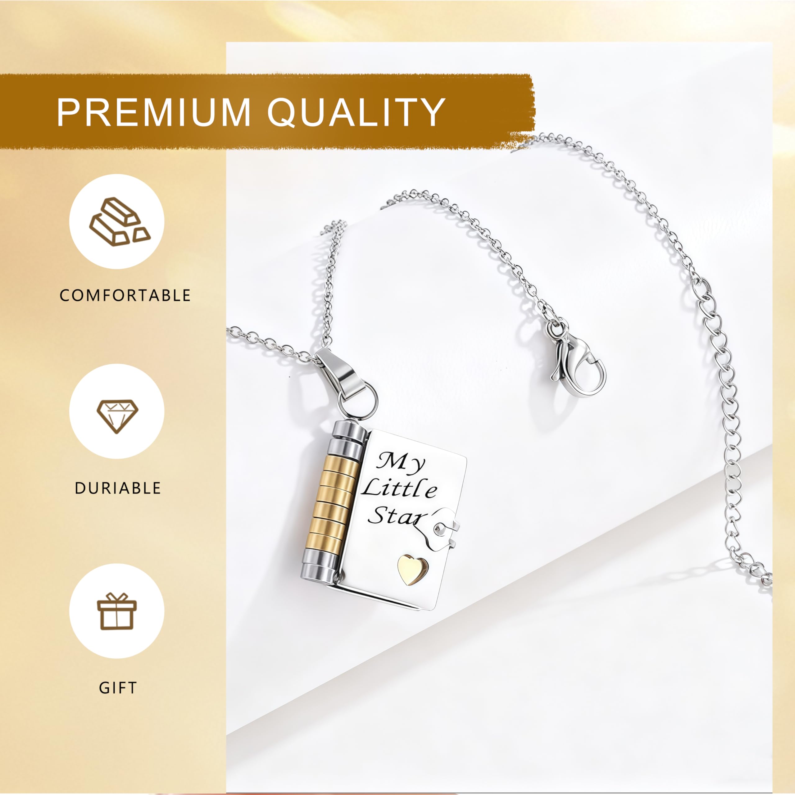 Mein Kleines Stern Buch Collar Mi Increíble Hija Collar Regalos para Hija De Padre Madre Madre Ajustable Plata 18k Oro Joyería Abrir