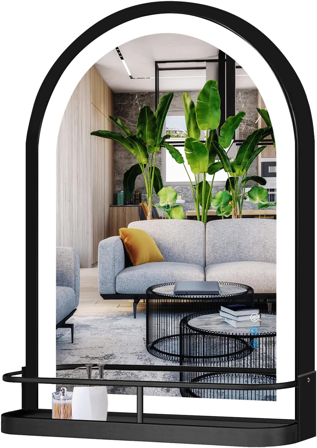 Amazon.com: THEKLA 20 x 30 Inch Black Arch Bathroom LED Mirror with ...
