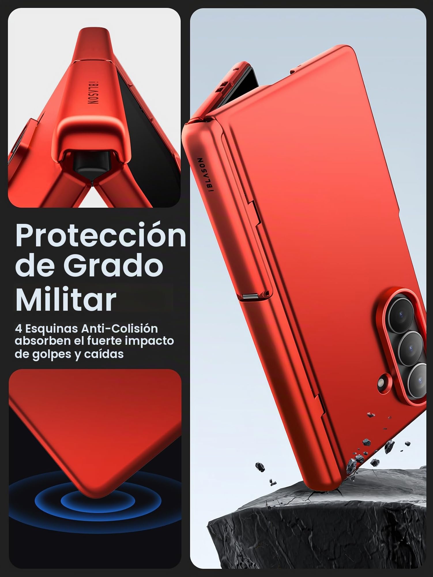 i-Blason Funda para Samsung Galaxy ZFold 7 [Cosmo] con Soporte MagSafe y Soporte para Bolígrafo S [Protector de Pantalla de Vidrio Templado Integrado] Magnética Case (Rojo)
